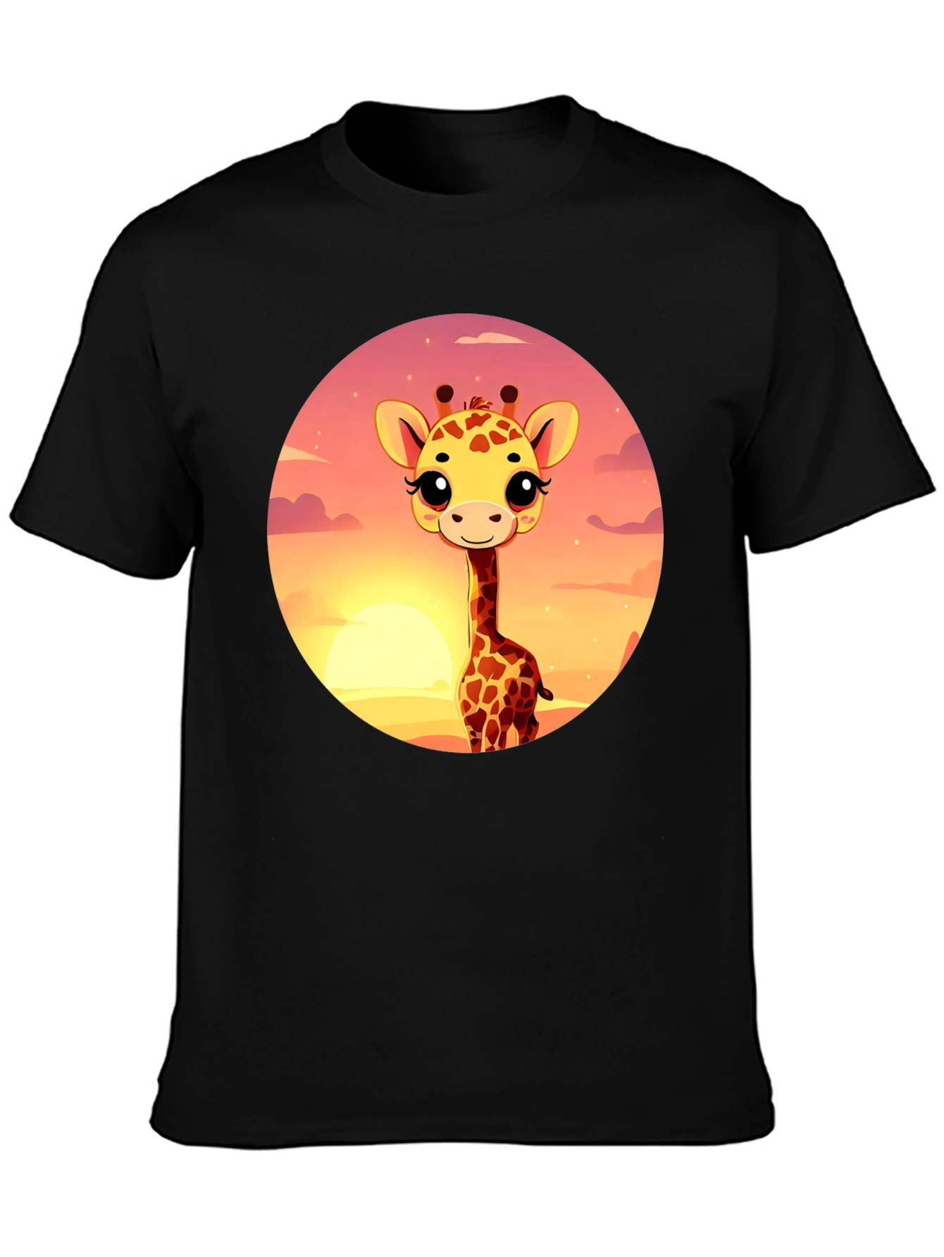 Cute Giraffe Sunset Graphic T-Shirt
