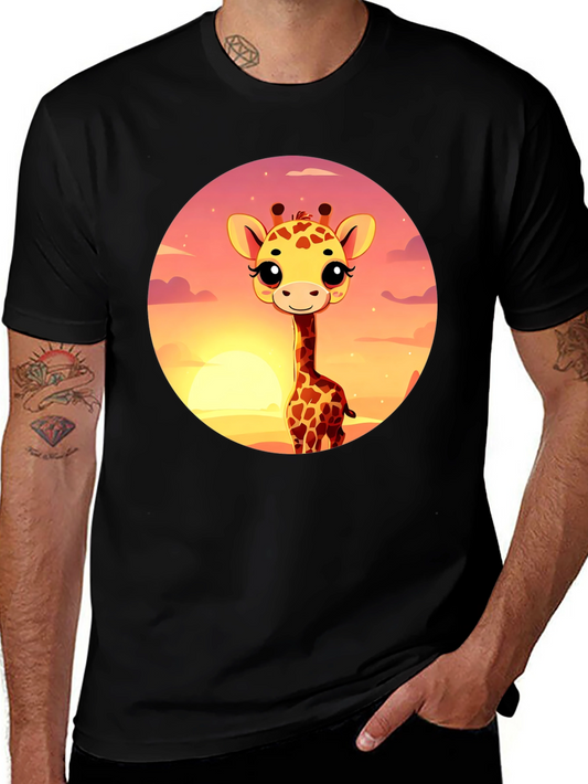 Cute Giraffe Sunset Graphic T-Shirt
