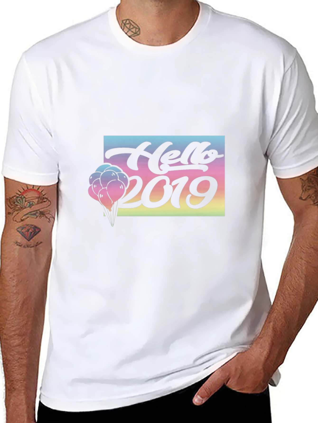 Hello 2019 Graphic Tee - Black T-Shirt