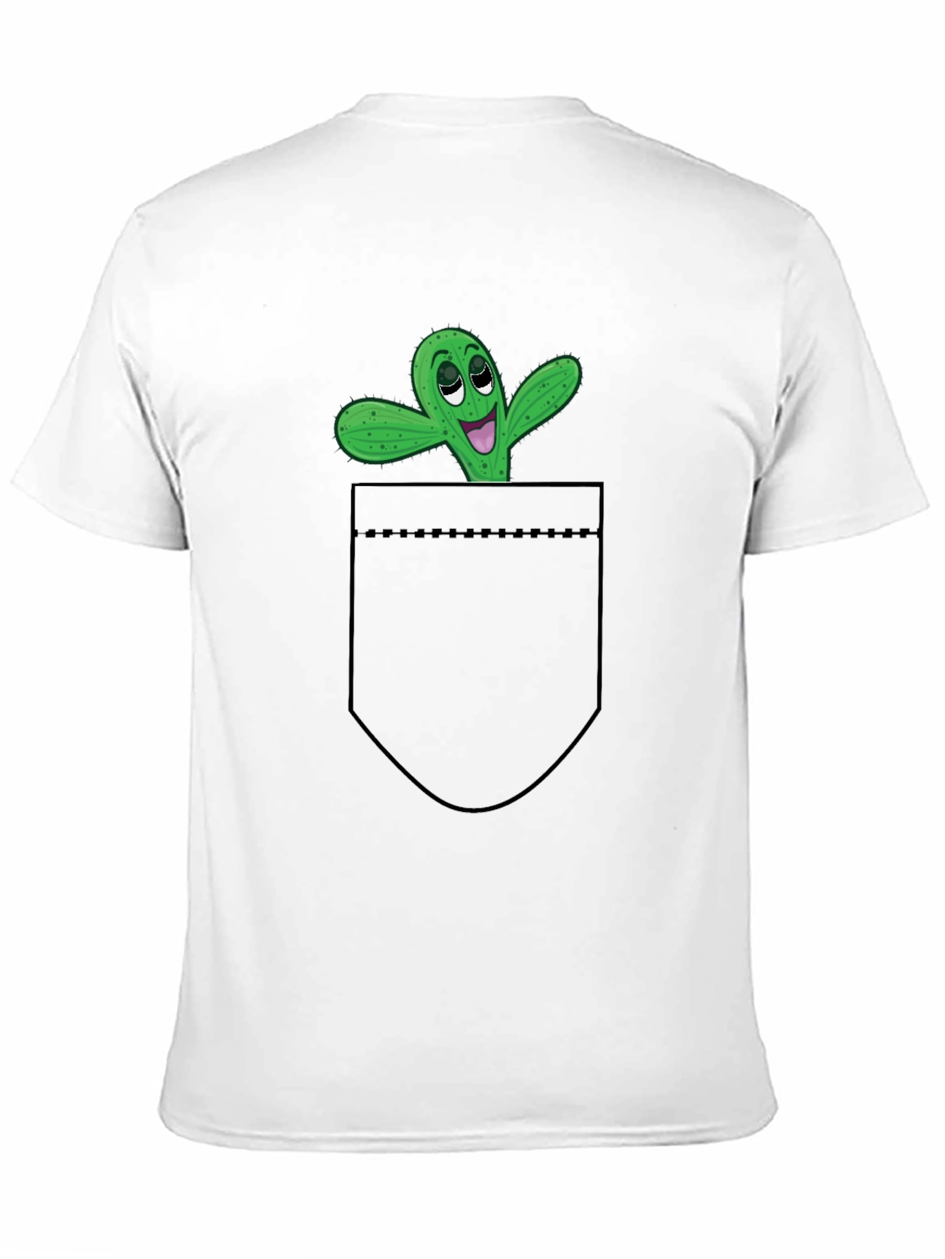 Funny Cactus Pocket T-Shirt - Novelty Graphic Tee