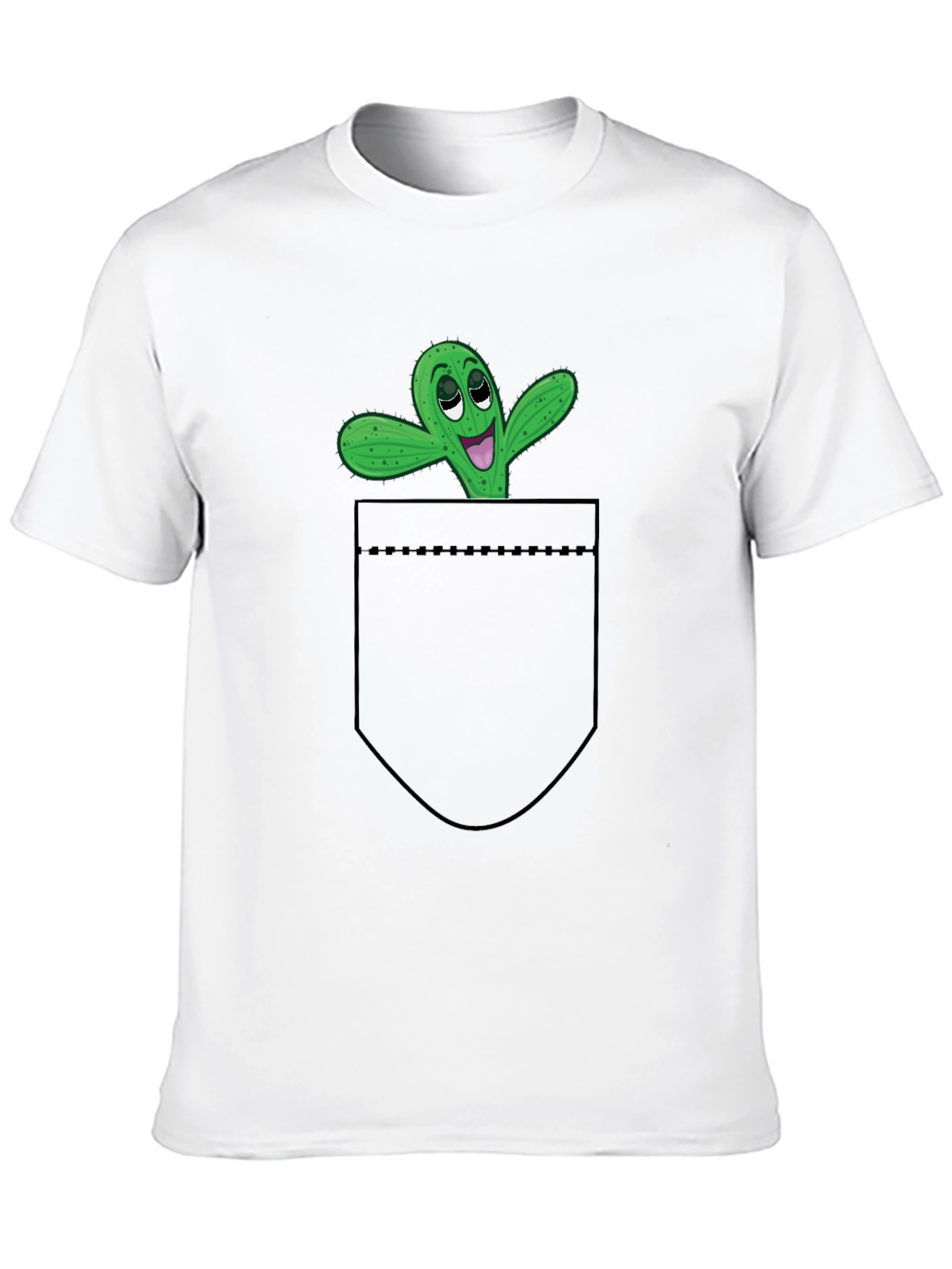 Funny Cactus Pocket T-Shirt - Novelty Graphic Tee