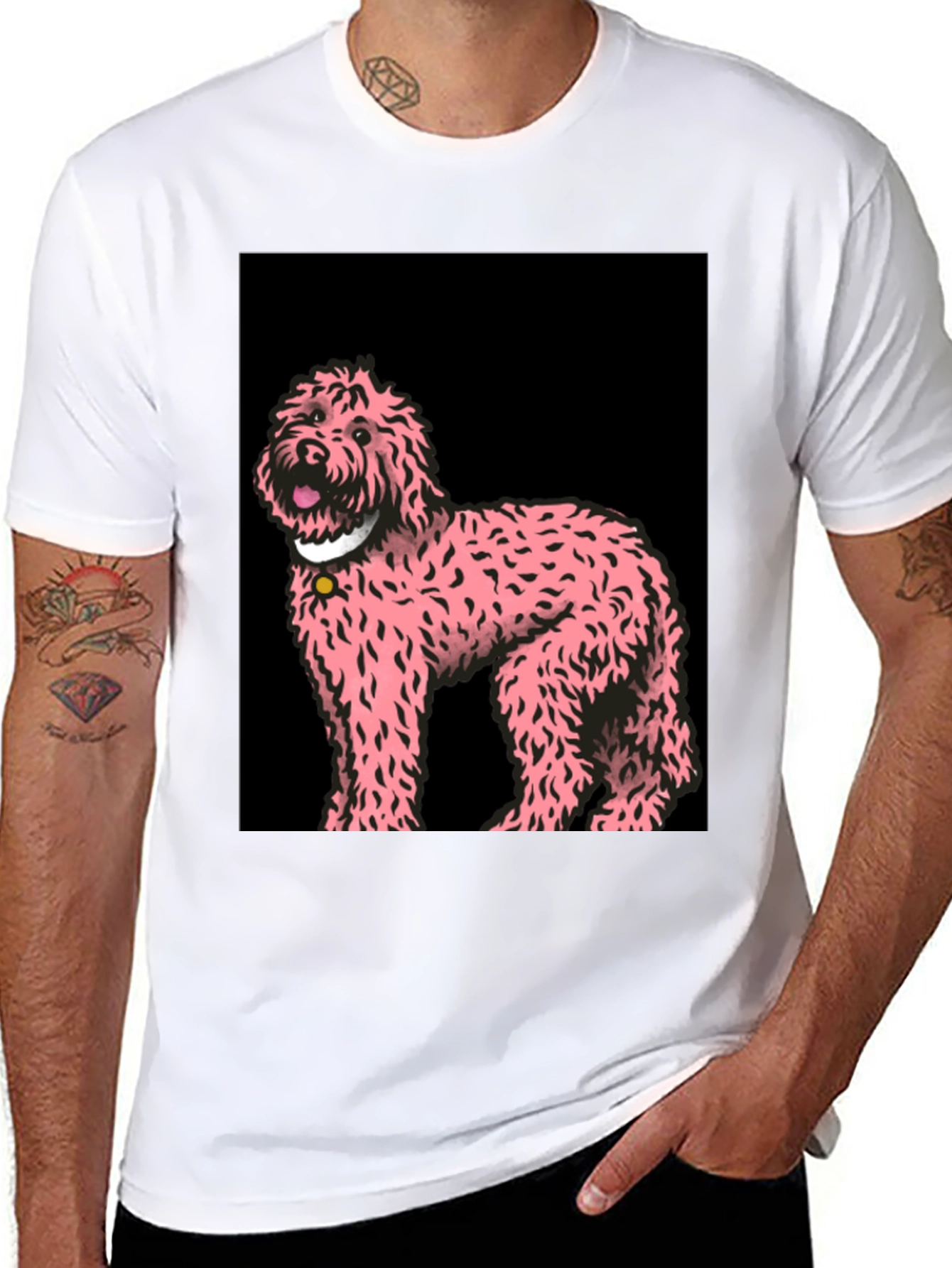 Pink Doodle Dog Graphic Tee