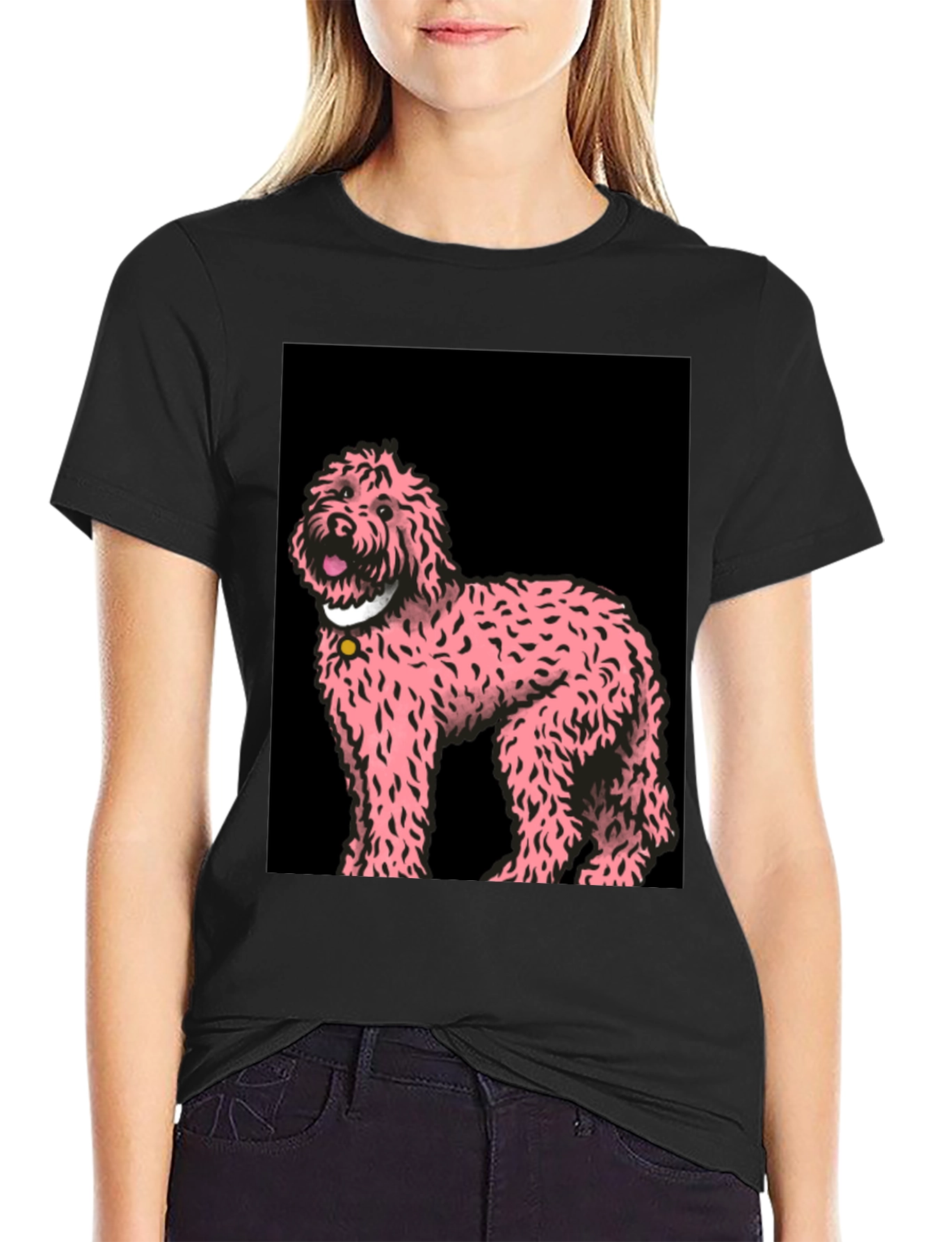 Pink Doodle Dog Graphic Tee
