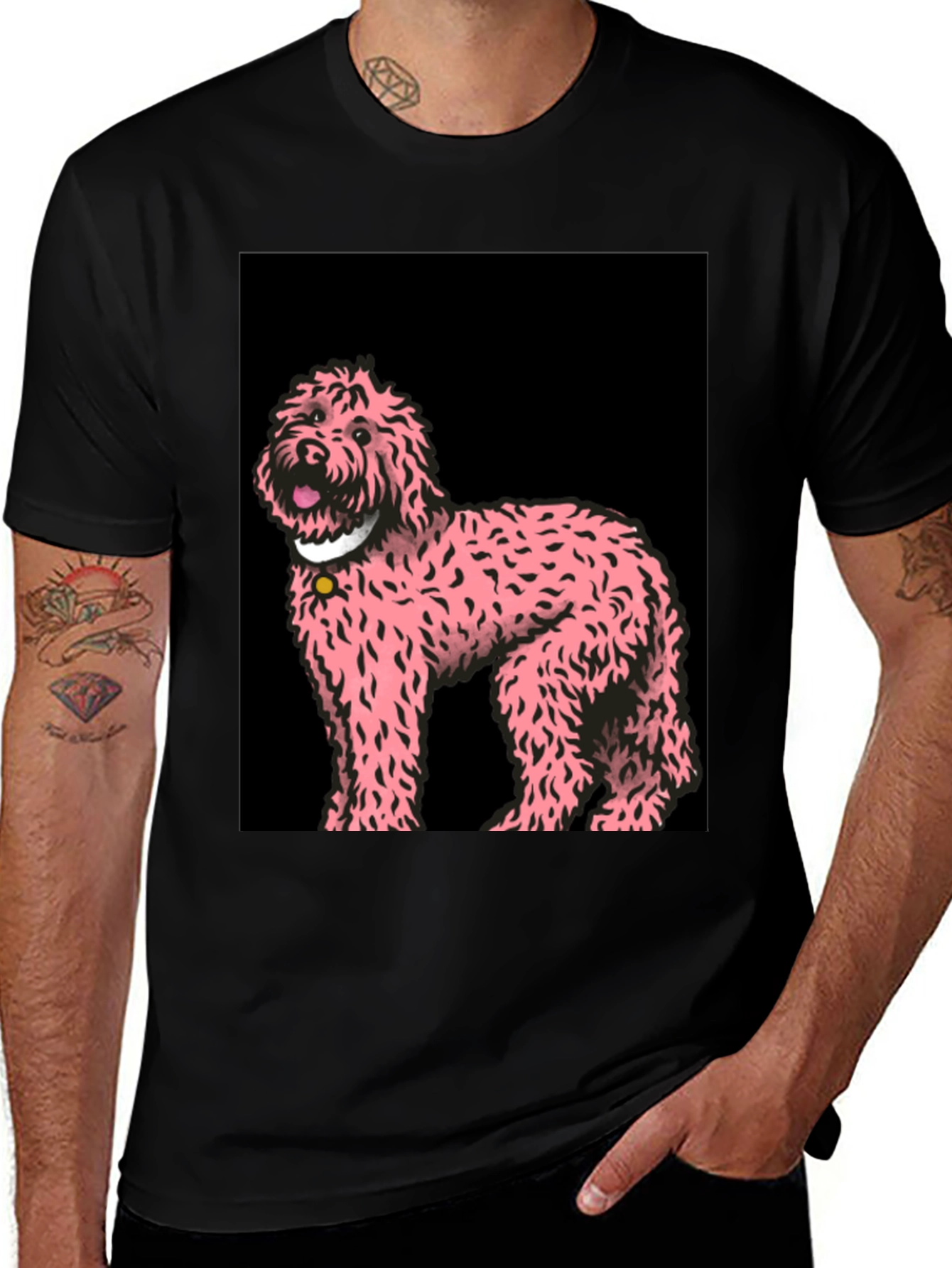 Pink Doodle Dog Graphic Tee