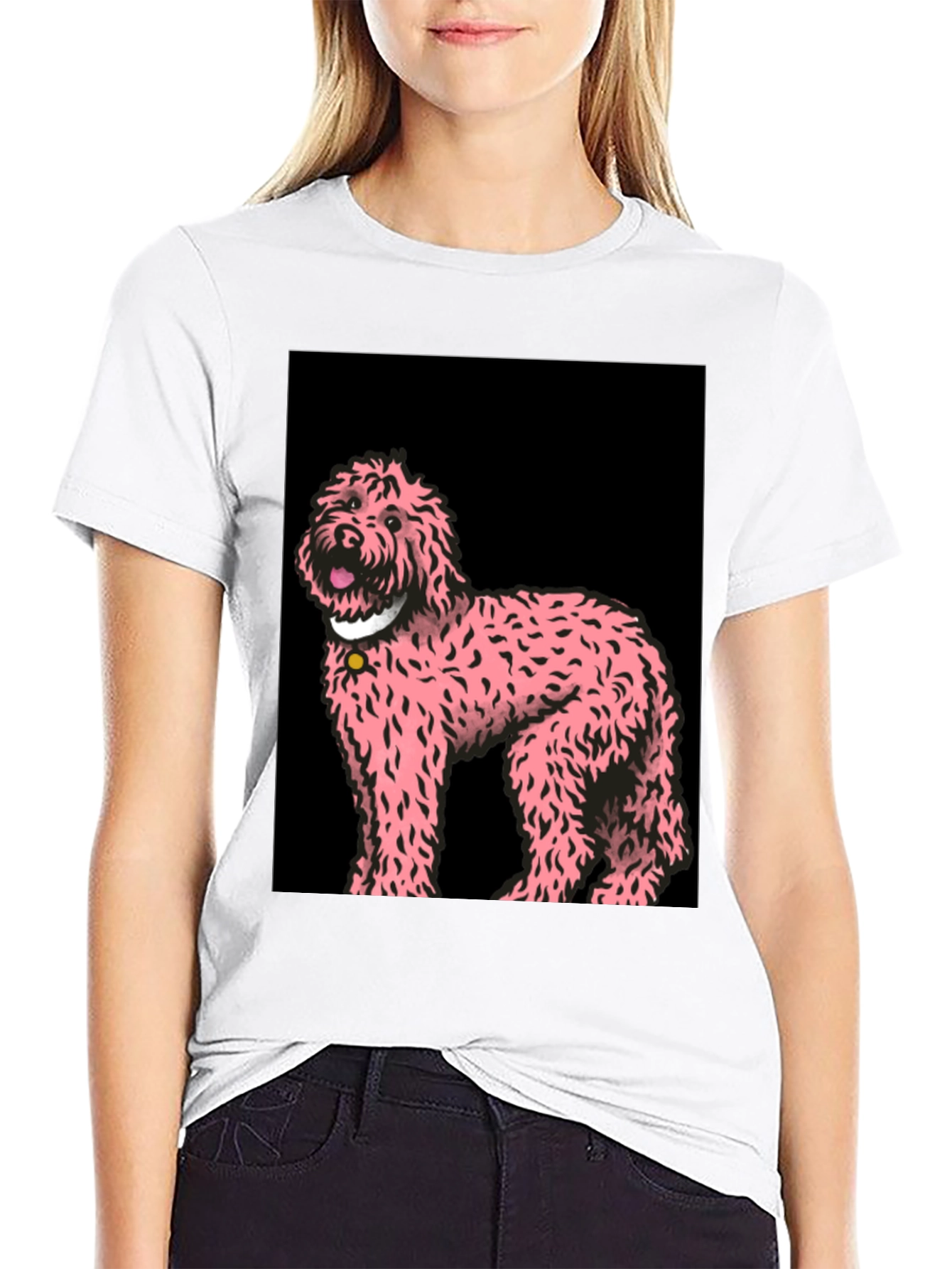 Pink Doodle Dog Graphic Tee