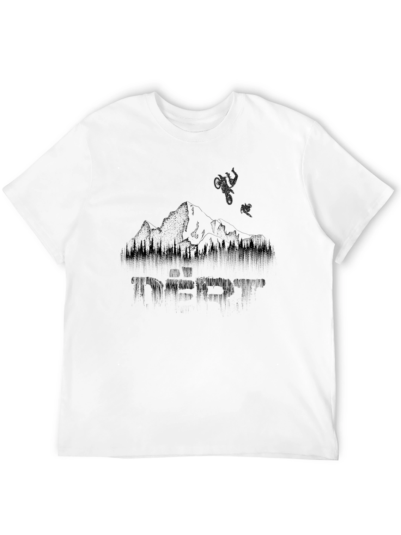Dirt Bike Mountain Graphic Tee - Black Cotton Shirt