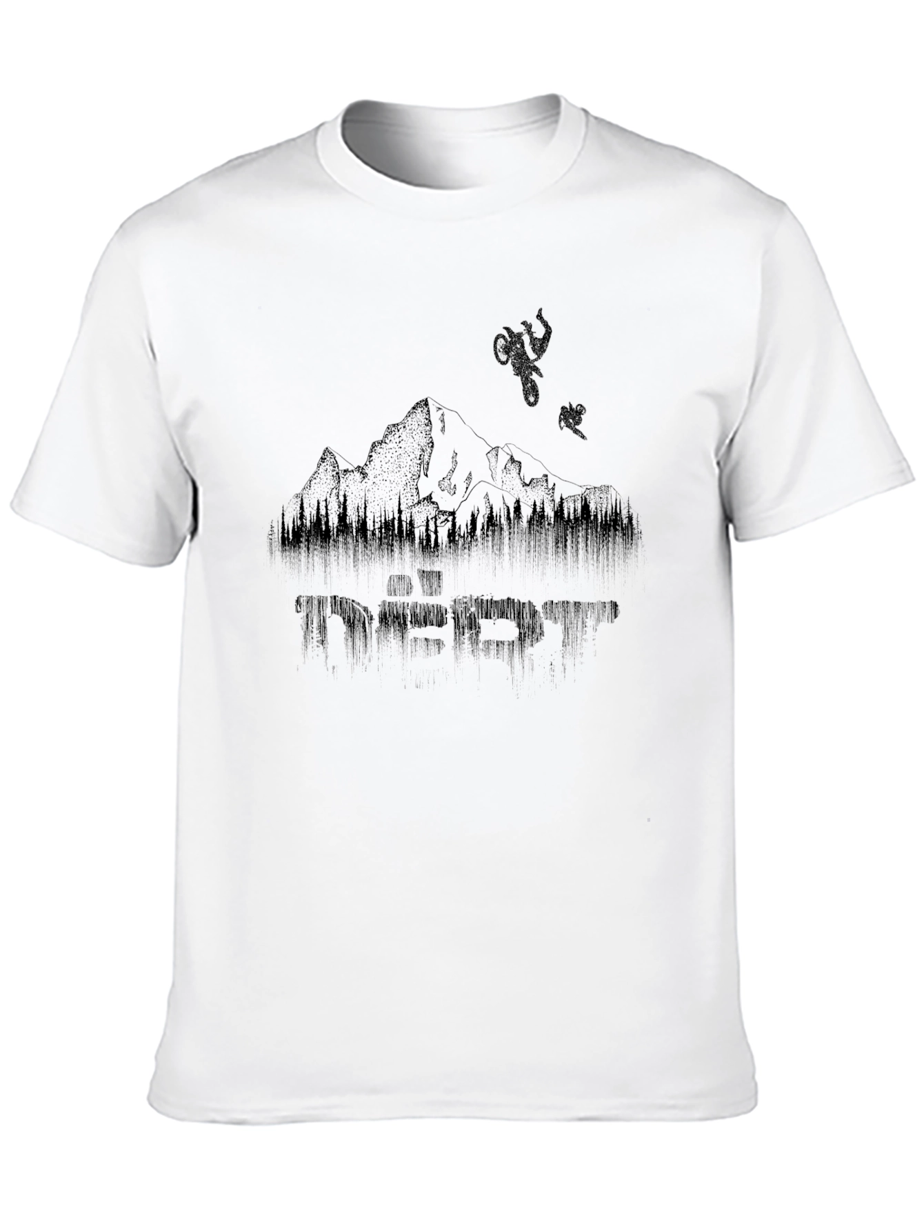 Dirt Bike Mountain Graphic Tee - Black Cotton Shirt