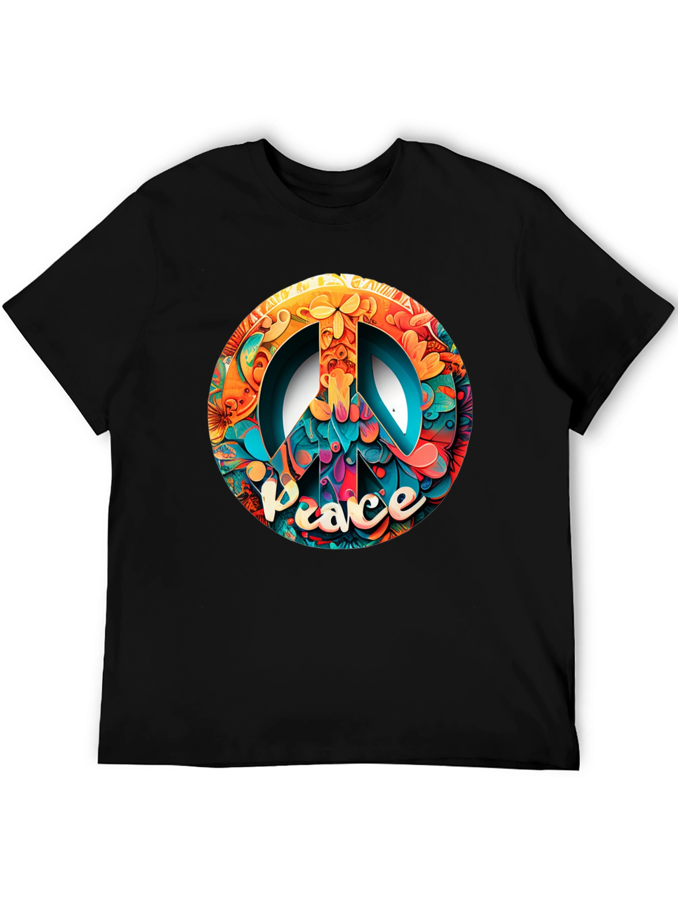Peace Sign Graphic Black T-Shirt