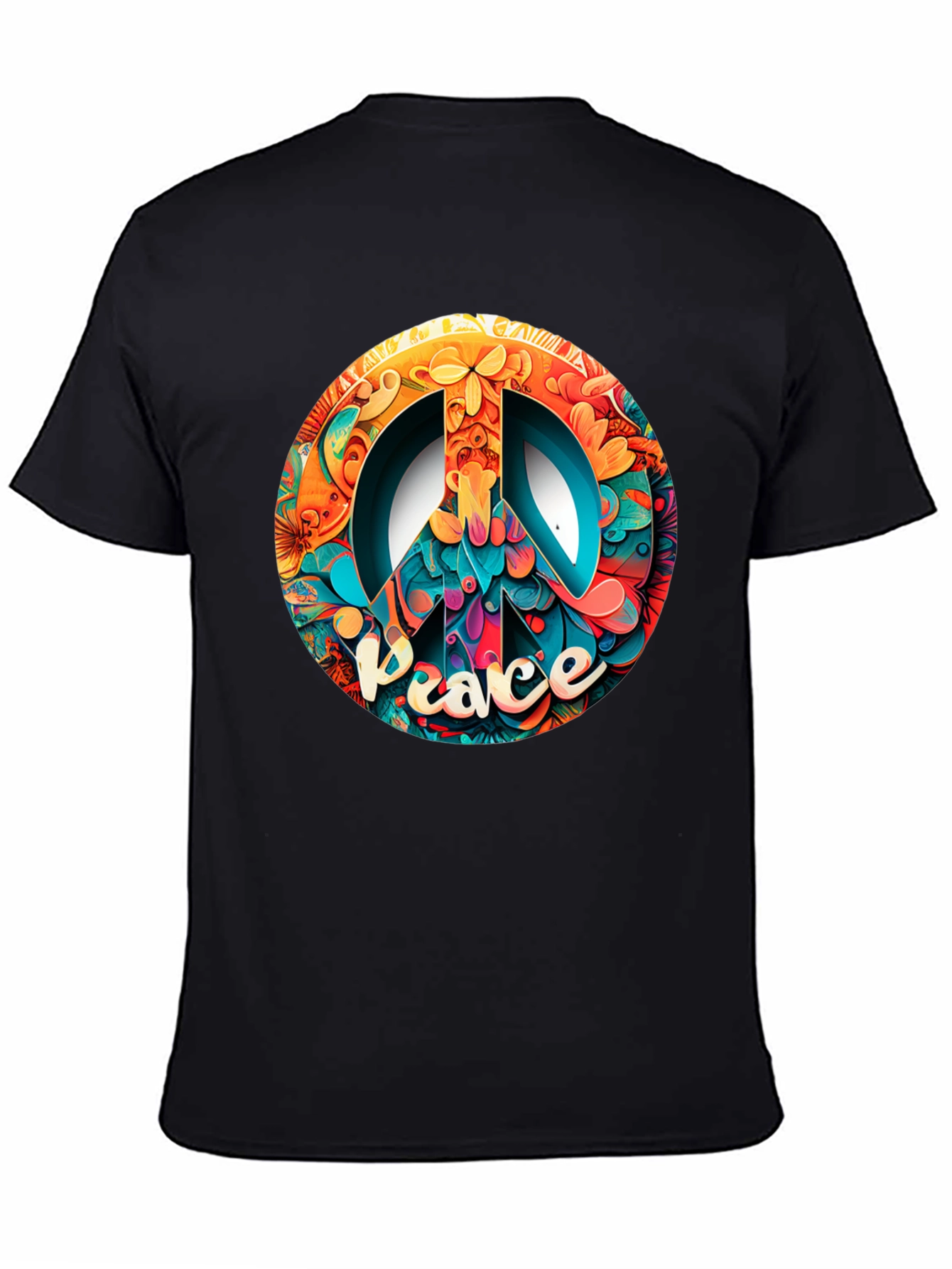 Peace Sign Graphic Black T-Shirt