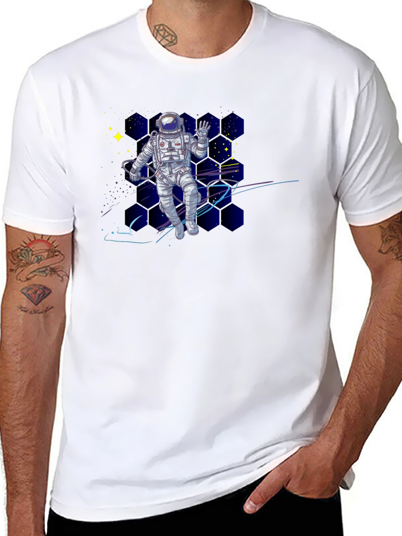 Astronaut in Space Black T-Shirt