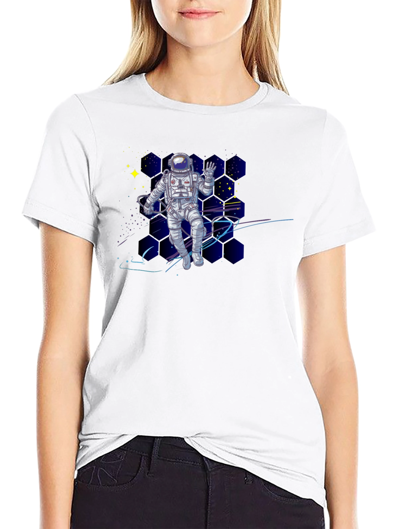 Astronaut in Space Black T-Shirt