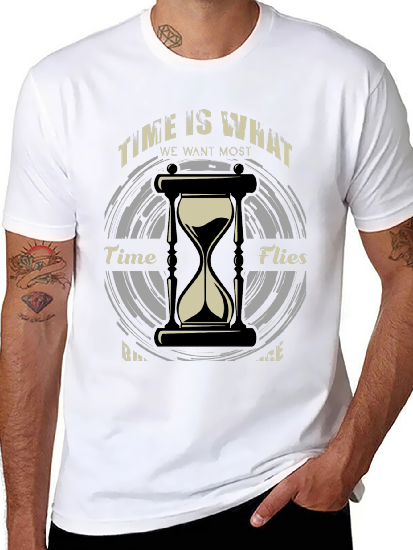 Time Flies Hourglass Graphic T-Shirt