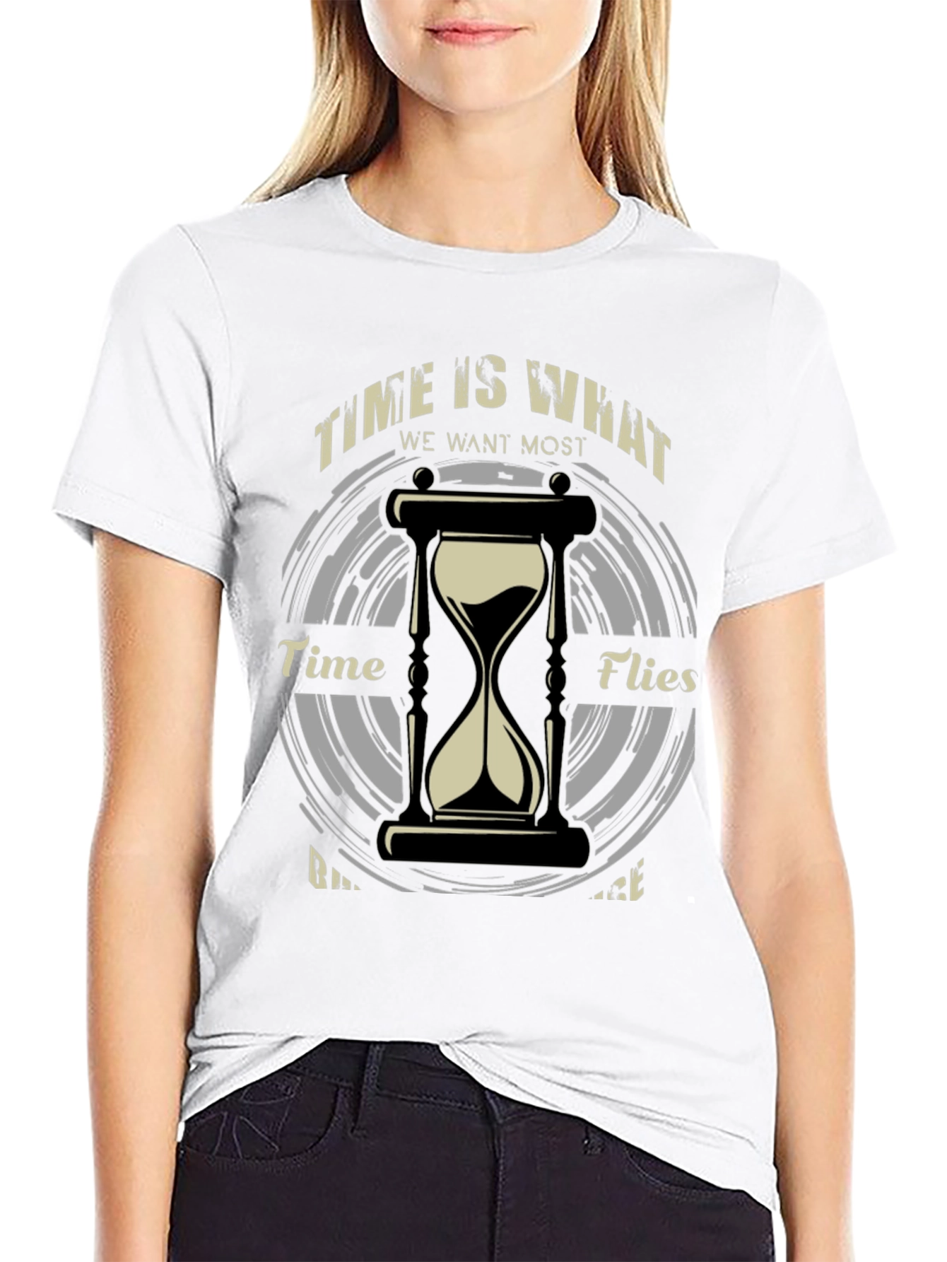 Time Flies Hourglass Graphic T-Shirt
