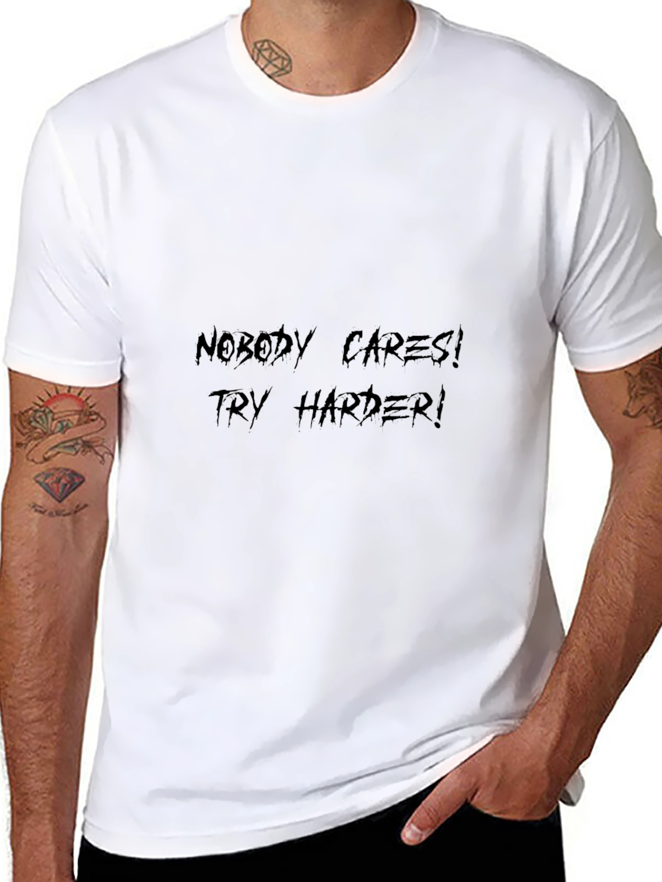 Edgy Graphic Tee - Nobody Cares Try Harder