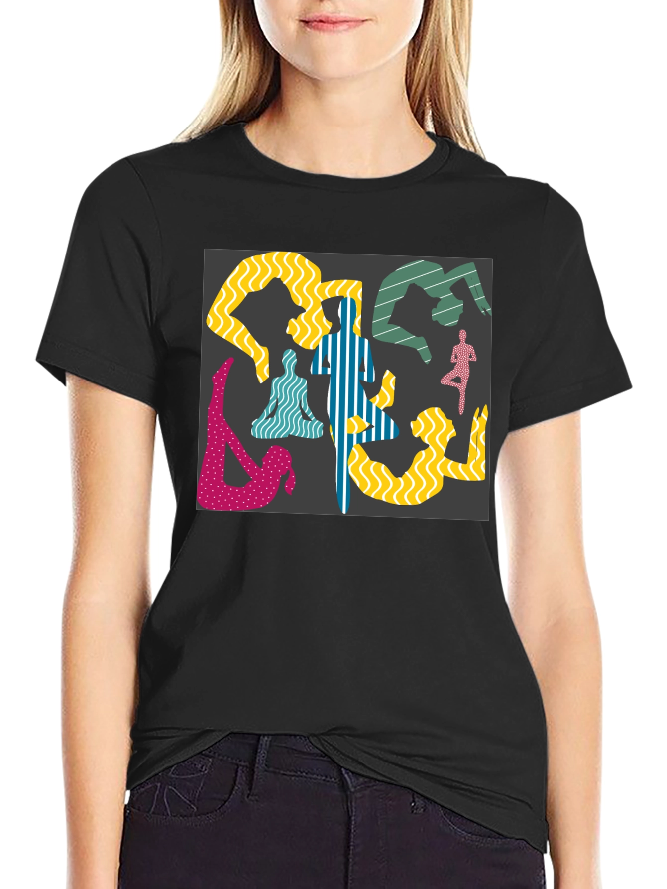 Yoga Pose Graphic Black Tee