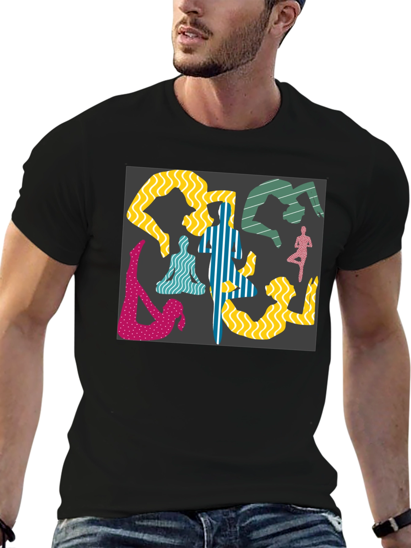 Yoga Pose Graphic Black Tee