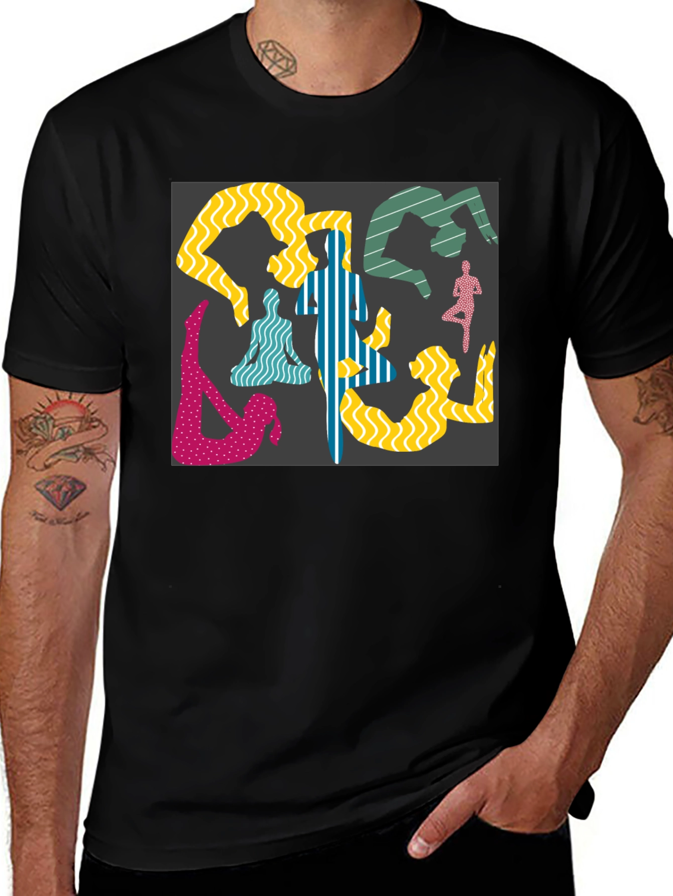 Yoga Pose Graphic Black Tee