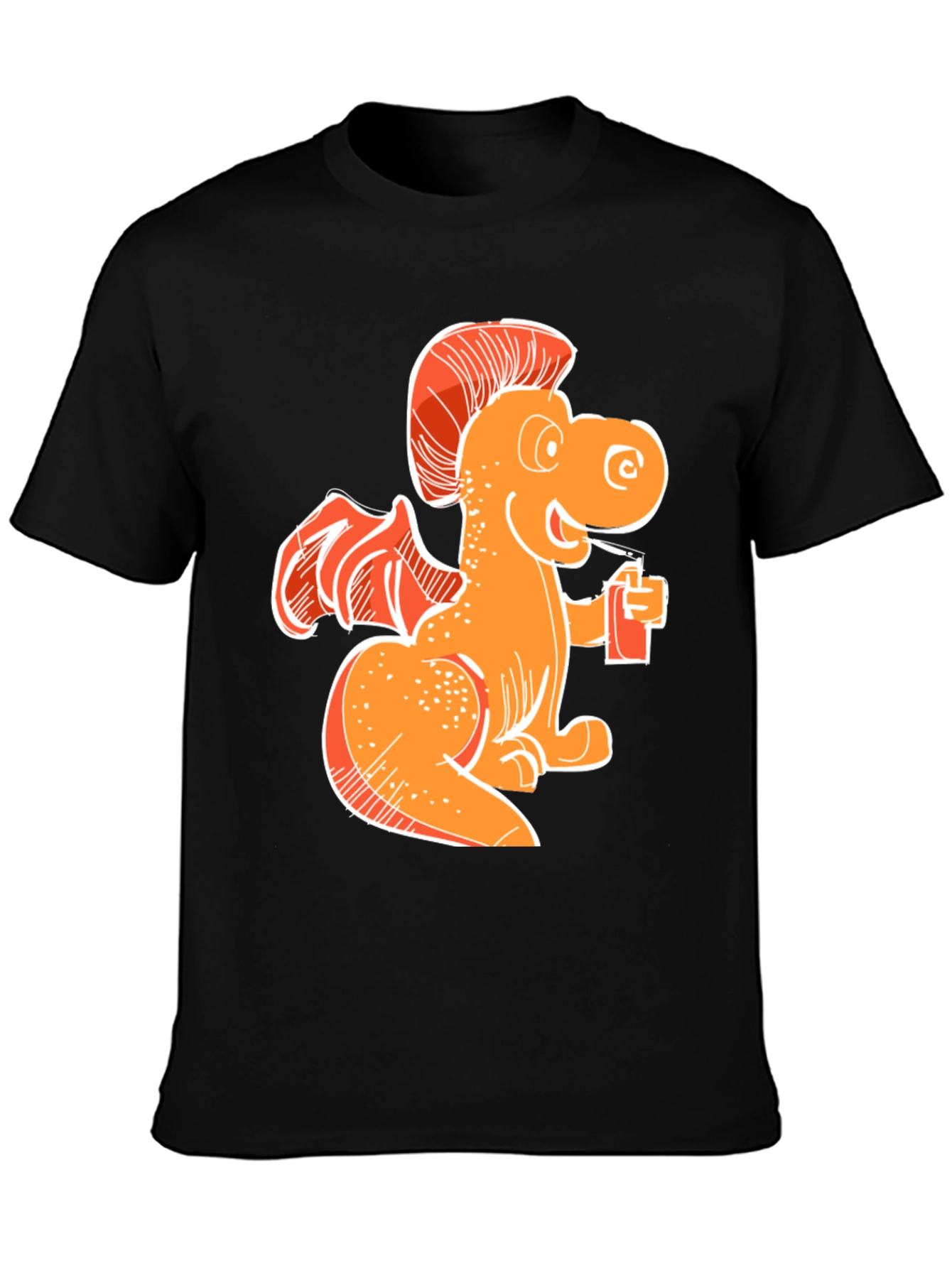 Orange Dragon Drinking Soda T-Shirt