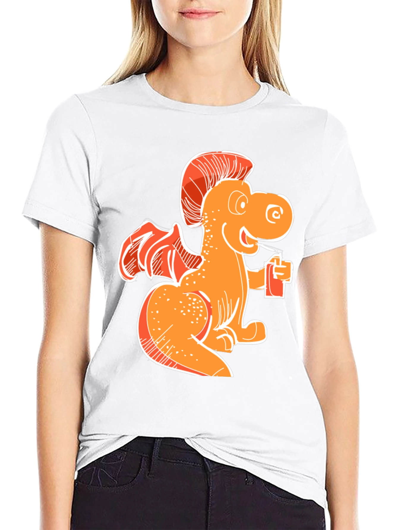 Orange Dragon Drinking Soda T-Shirt