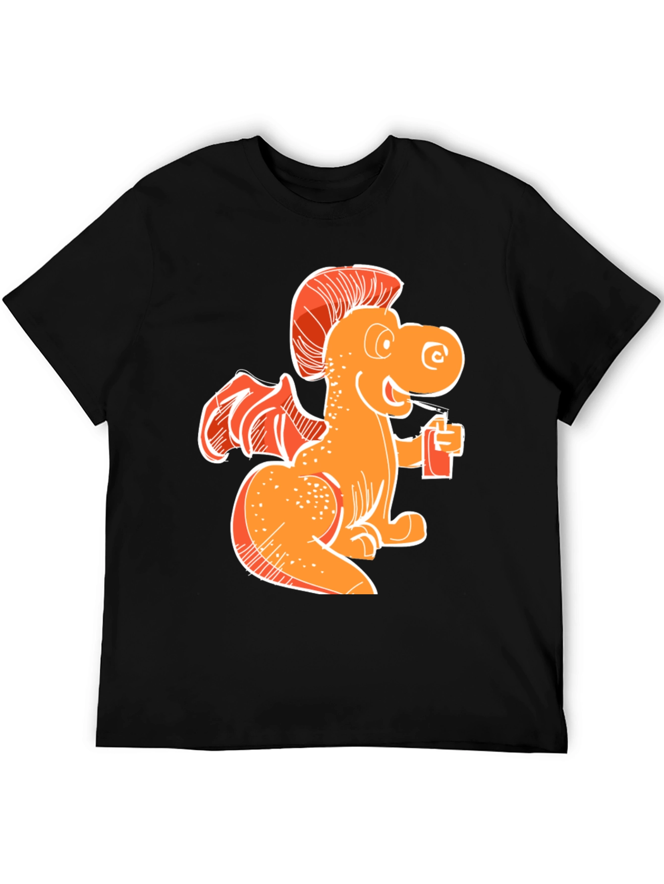 Orange Dragon Drinking Soda T-Shirt