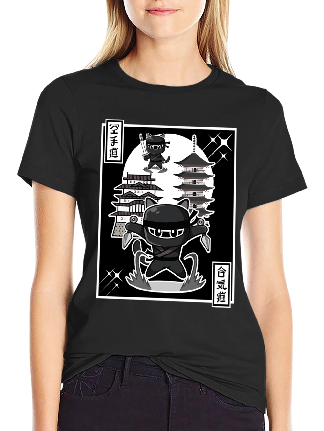 Ninja Cat T-Shirt - Martial Arts Cartoon Style