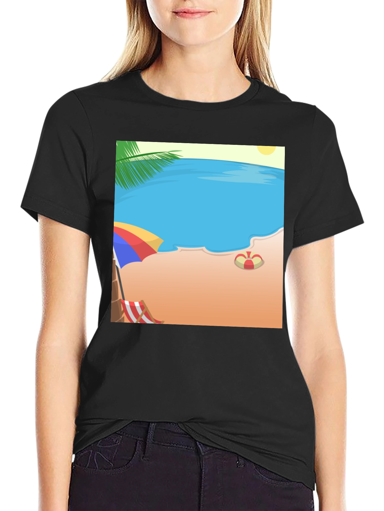 Beach Cartoon Graphic T-Shirt