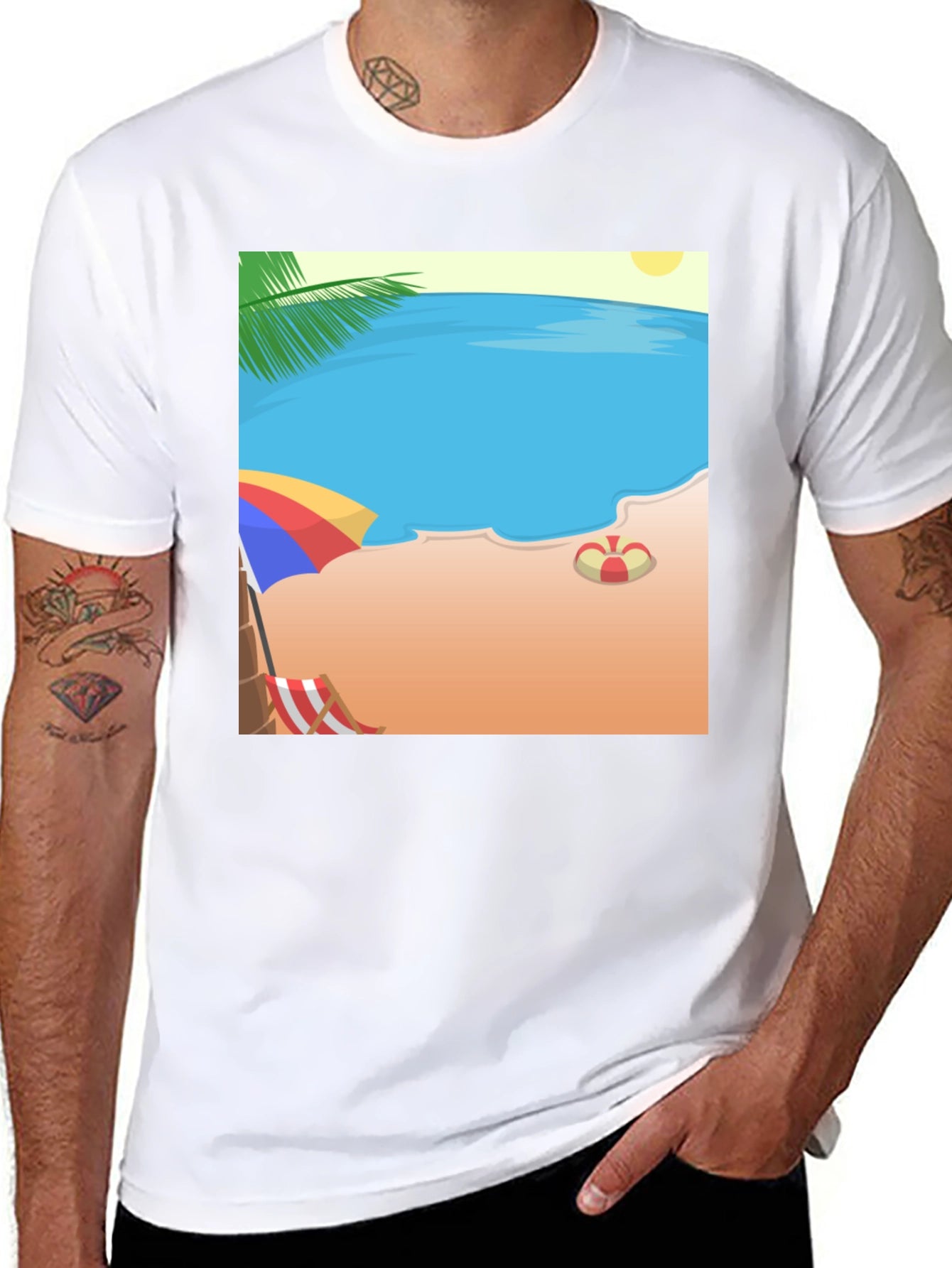 Beach Cartoon Graphic T-Shirt