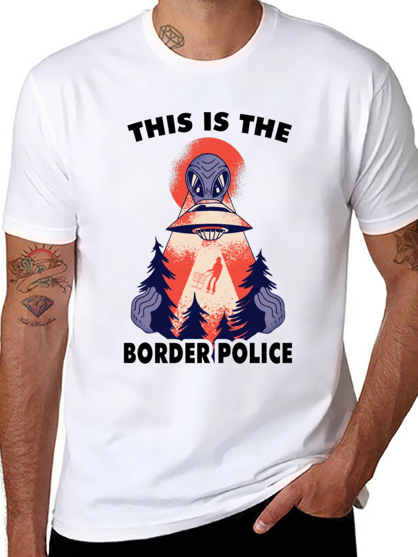 Alien Border Police Graphic Tee - Black