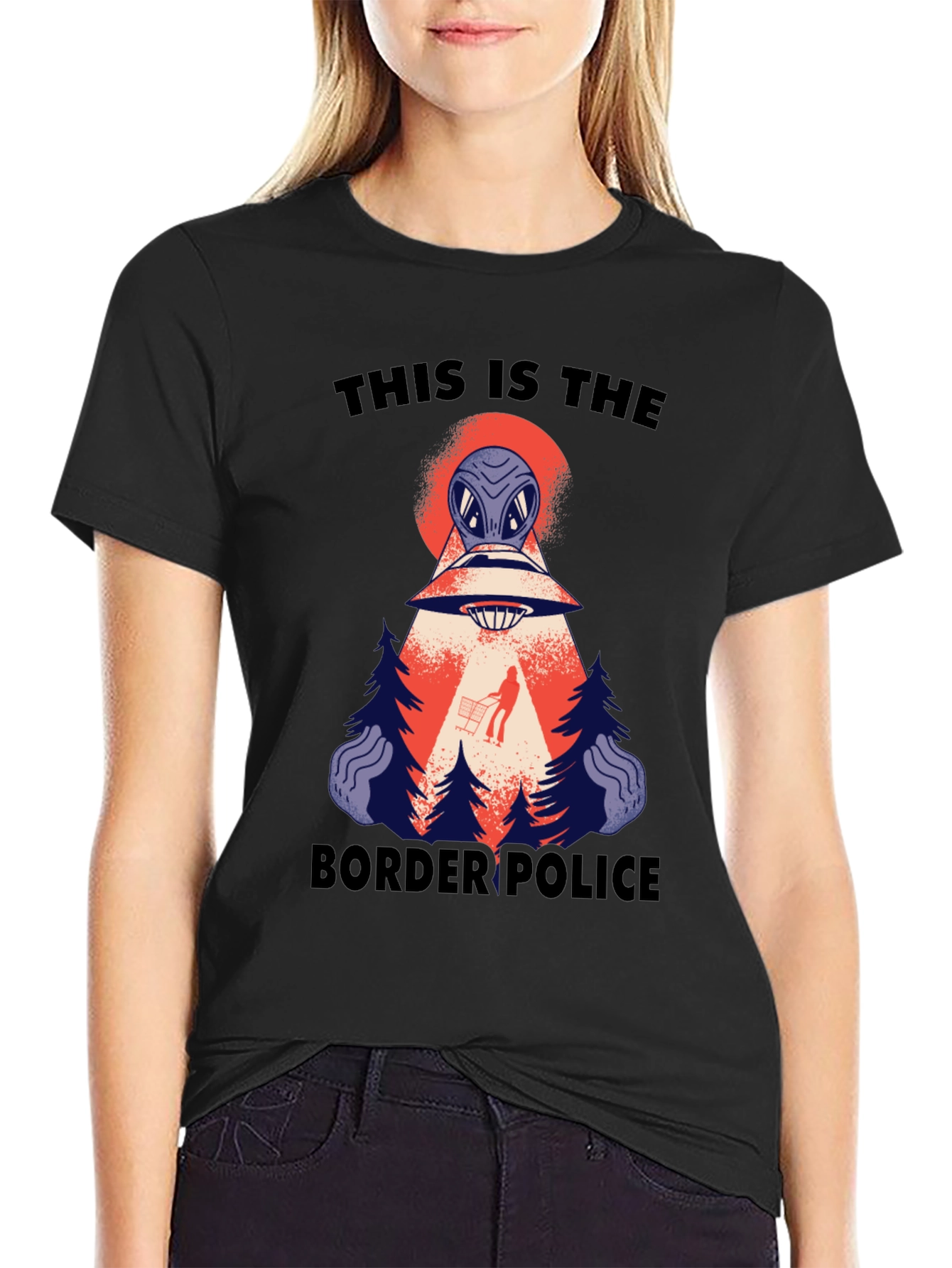 Alien Border Police Graphic Tee - Black