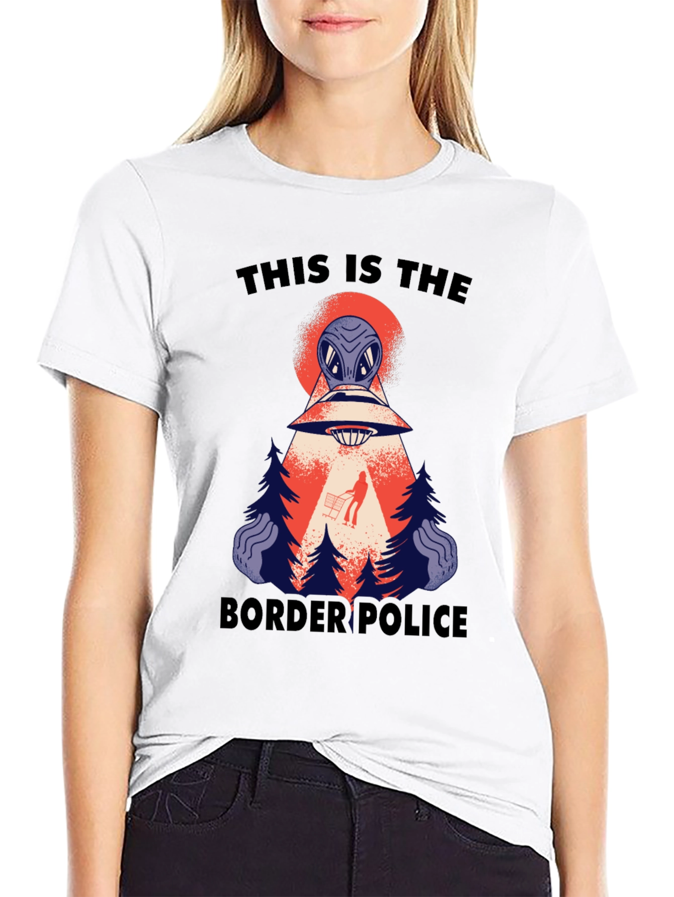 Alien Border Police Graphic Tee - Black