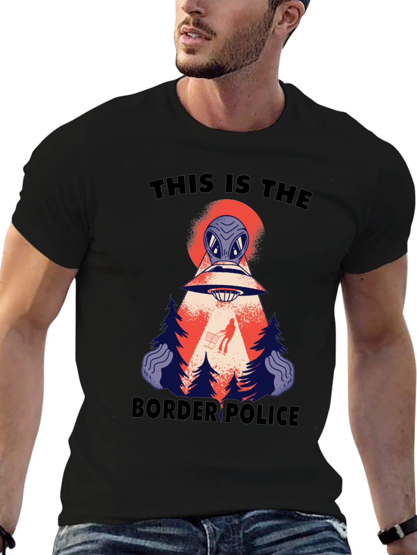 Alien Border Police Graphic Tee - Black