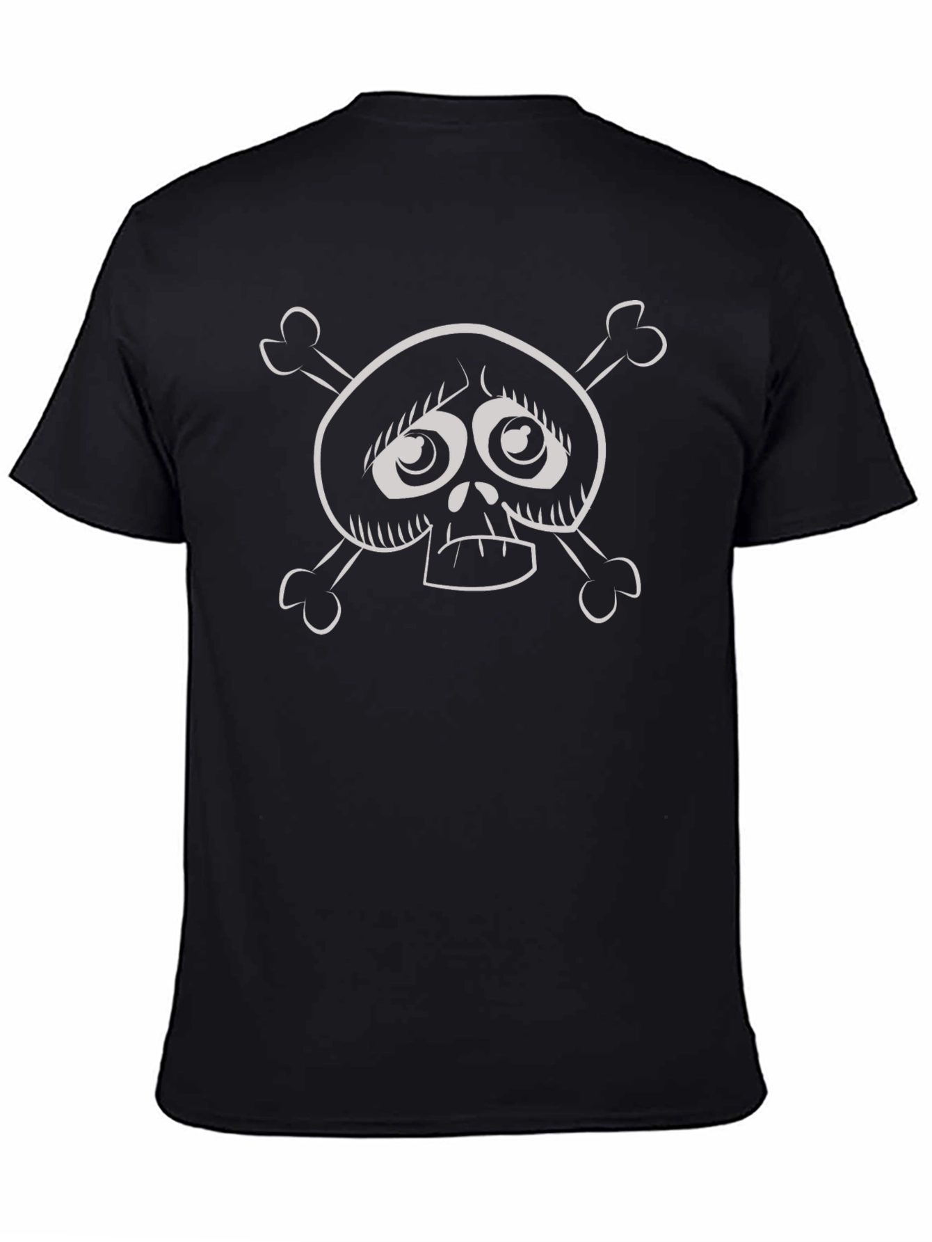 Cartoon Skull and Crossbones Graphic Black T-Shirt