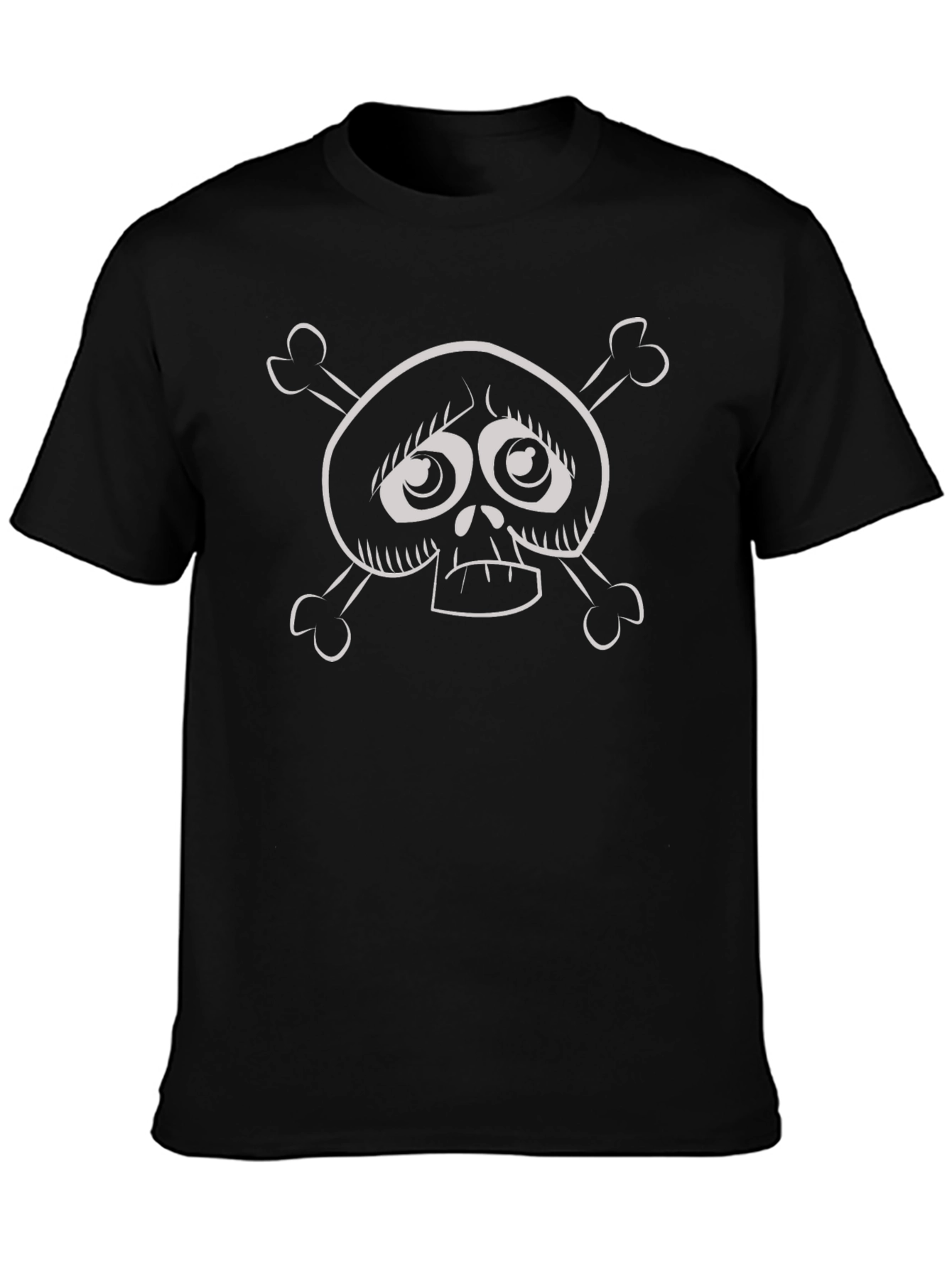 Cartoon Skull and Crossbones Graphic Black T-Shirt