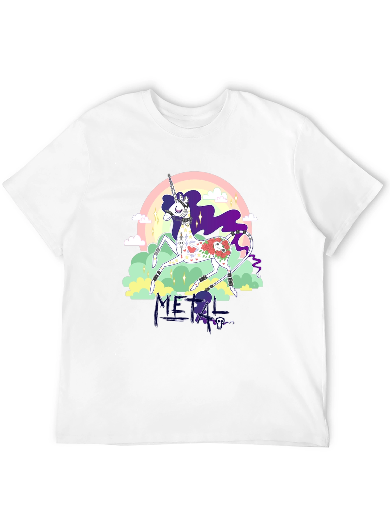 Metal Unicorn Graphic Black T-Shirt