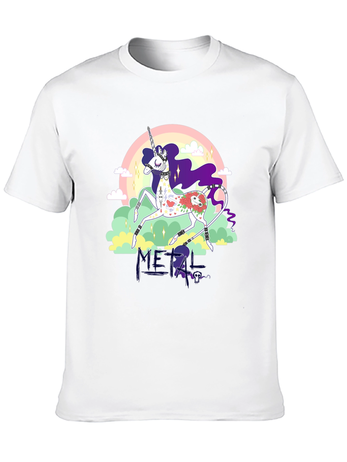 Metal Unicorn Graphic Black T-Shirt