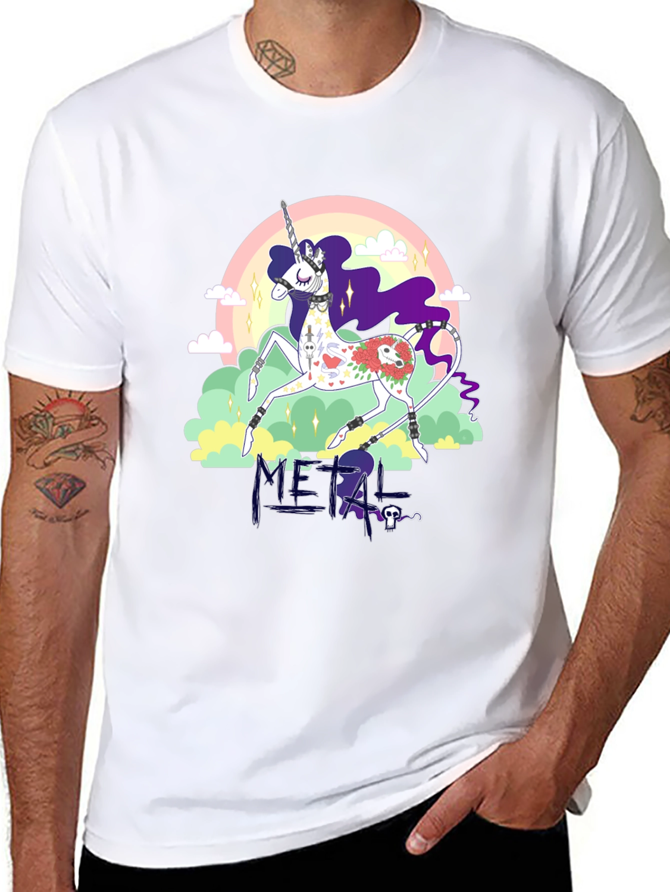 Metal Unicorn Graphic Black T-Shirt