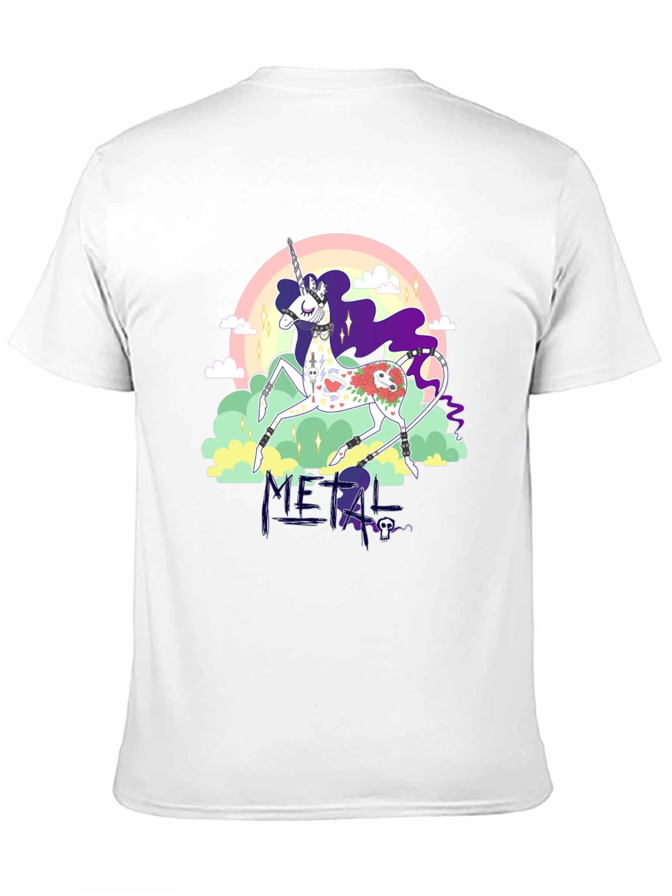 Metal Unicorn Graphic Black T-Shirt