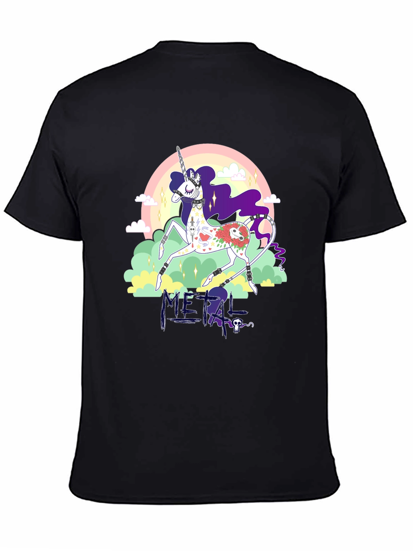 Metal Unicorn Graphic Black T-Shirt