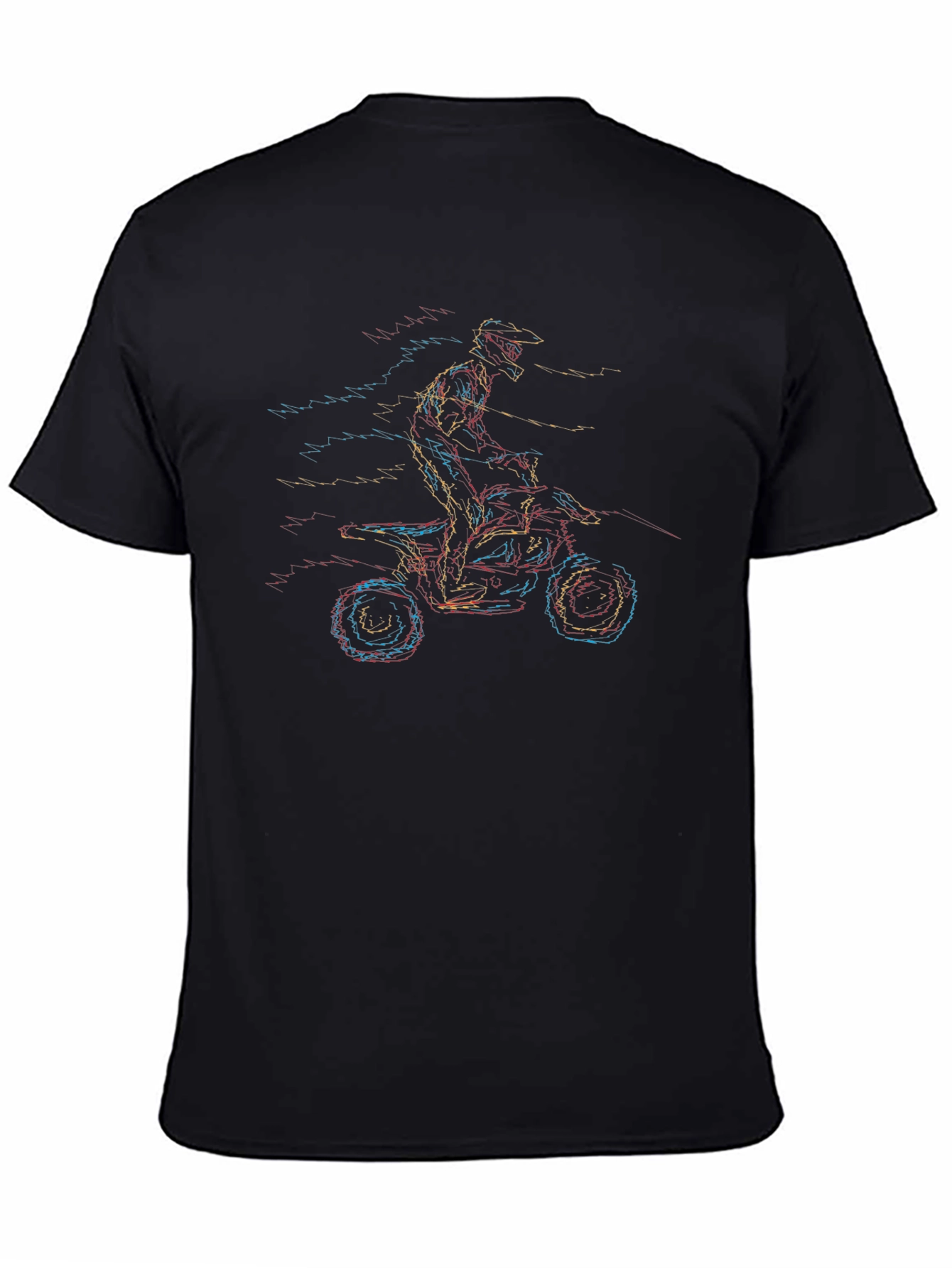 Motorcycle Graphic Tee - Black Crew Neck Shirt