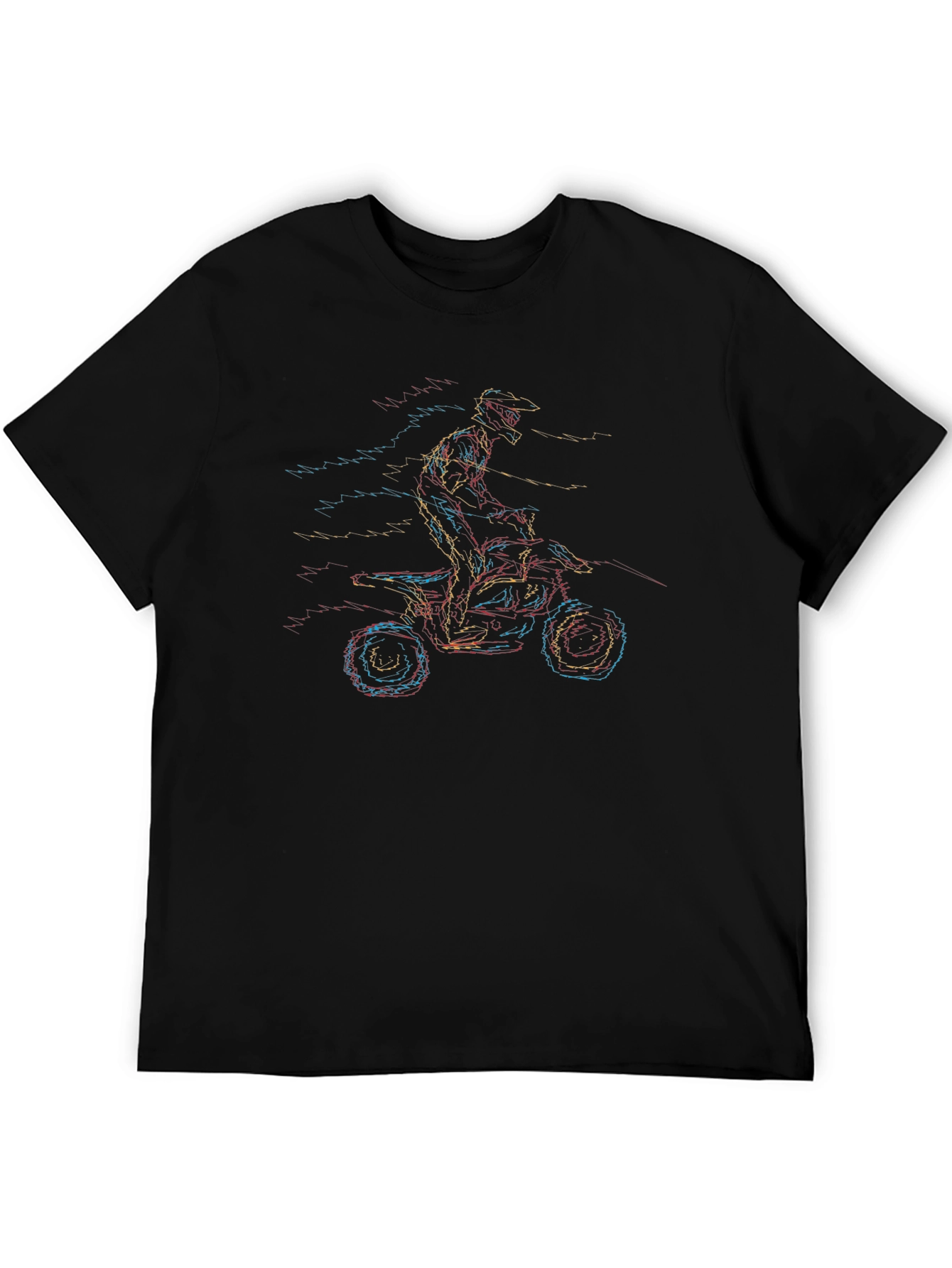 Motorcycle Graphic Tee - Black Crew Neck Shirt