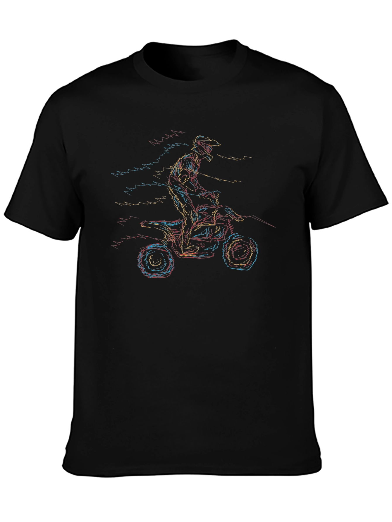 Motorcycle Graphic Tee - Black Crew Neck Shirt