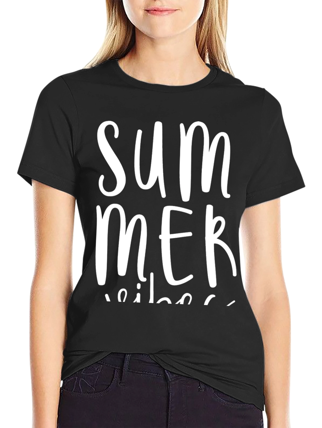 Summer Vibes Black Graphic Tee Shirt