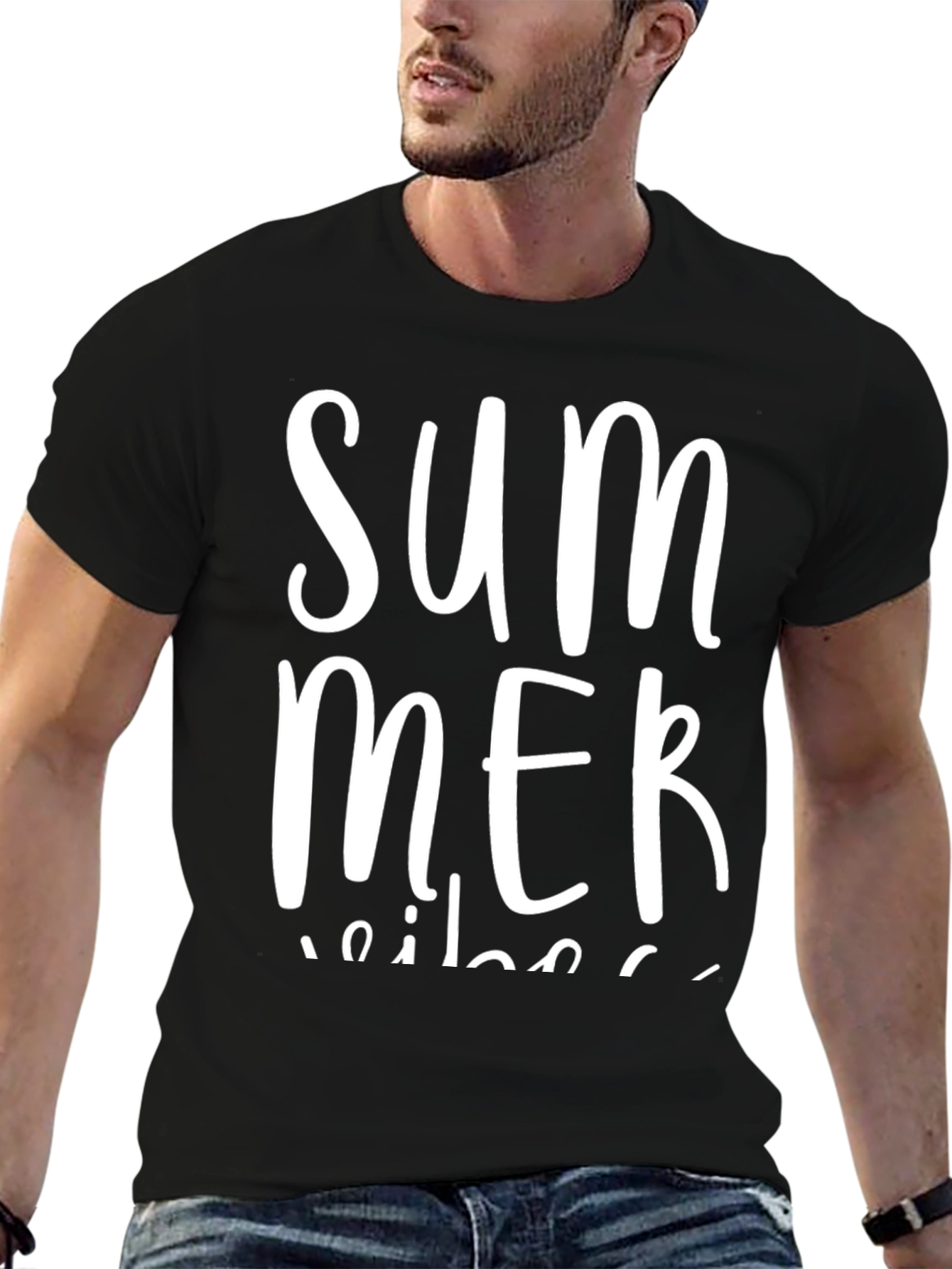 Summer Vibes Black Graphic Tee Shirt