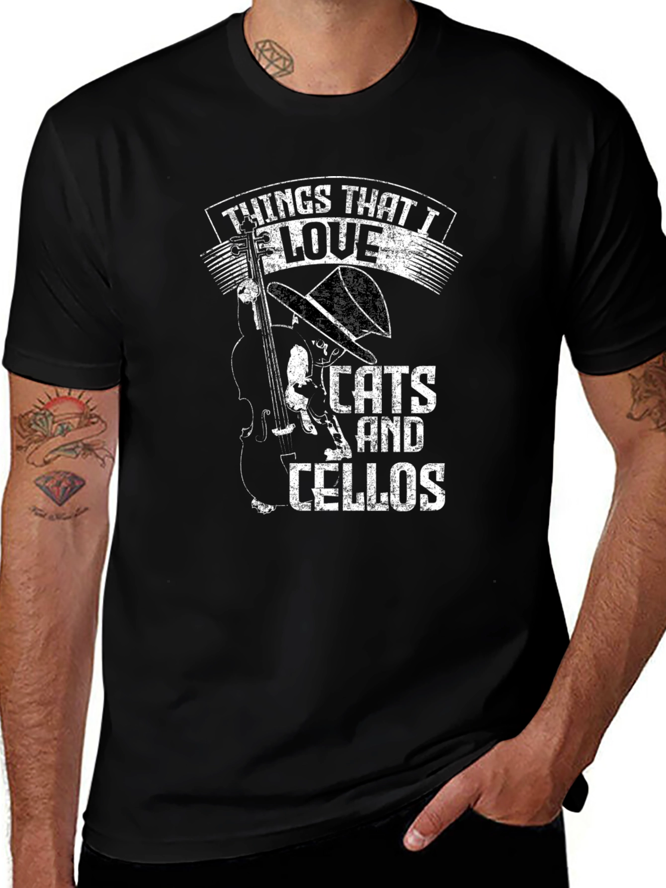 Cats and Cellos Black T-Shirt