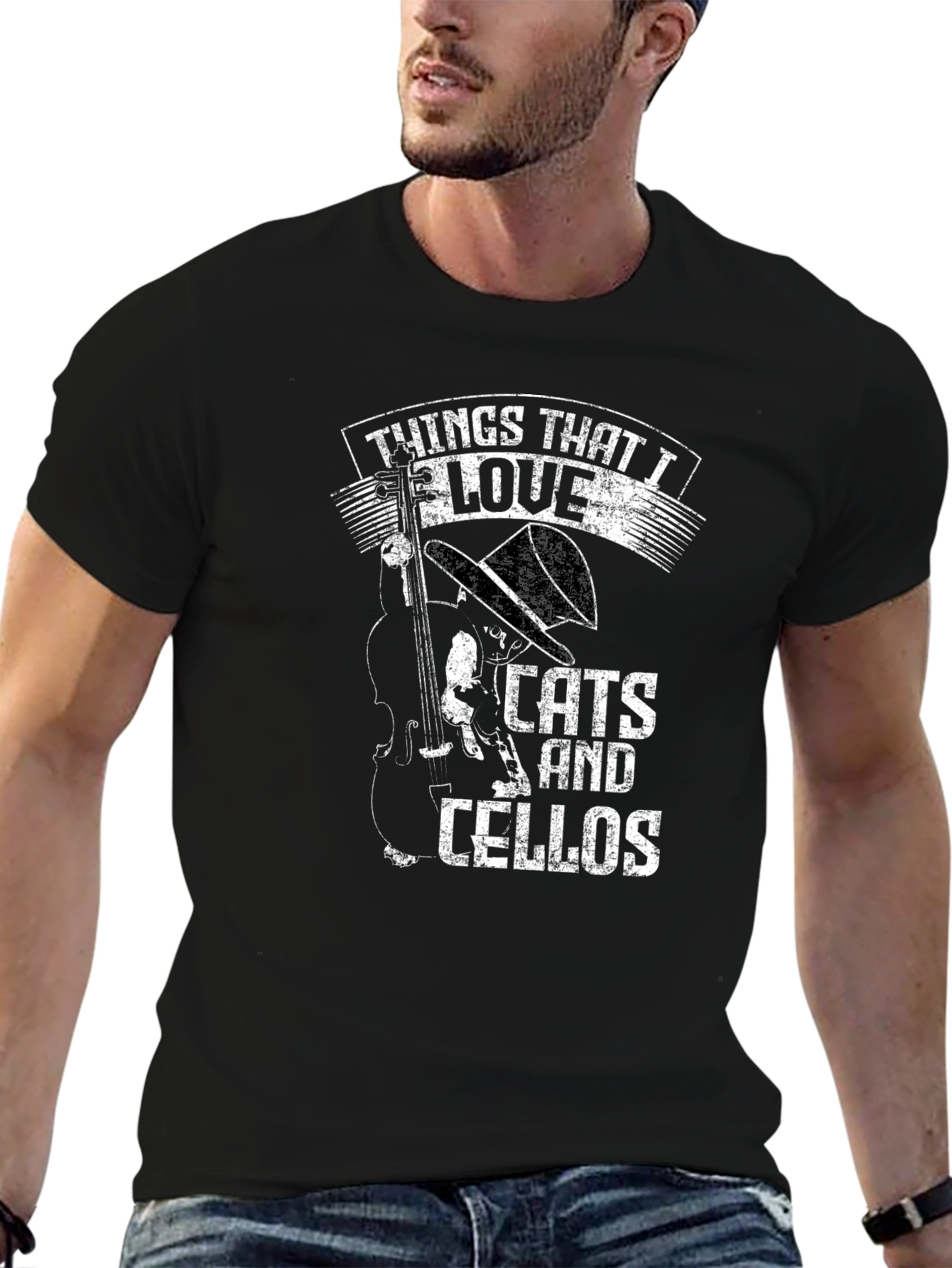 Cats and Cellos Black T-Shirt