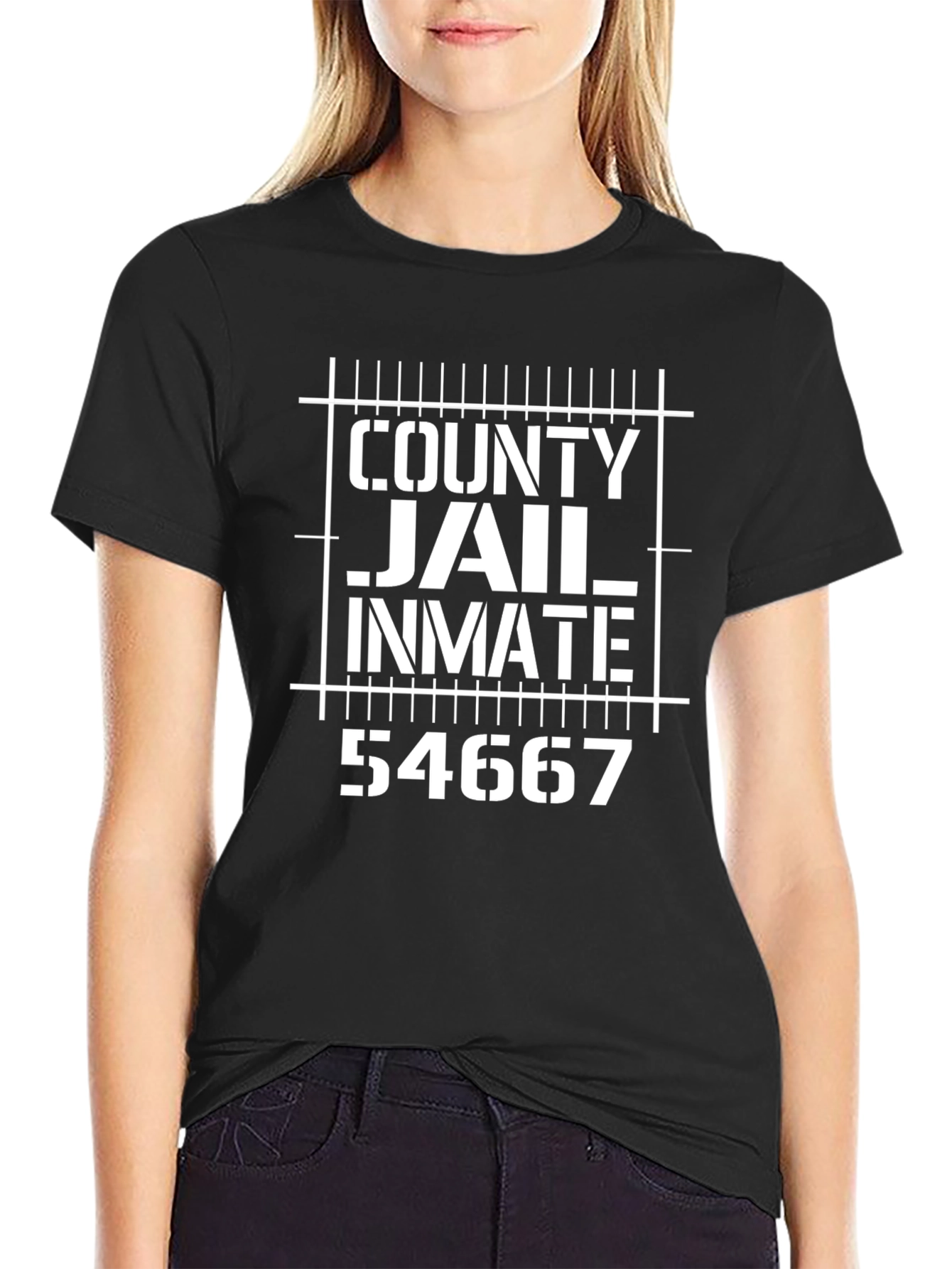 County Jail Inmate Black Graphic T-Shirt