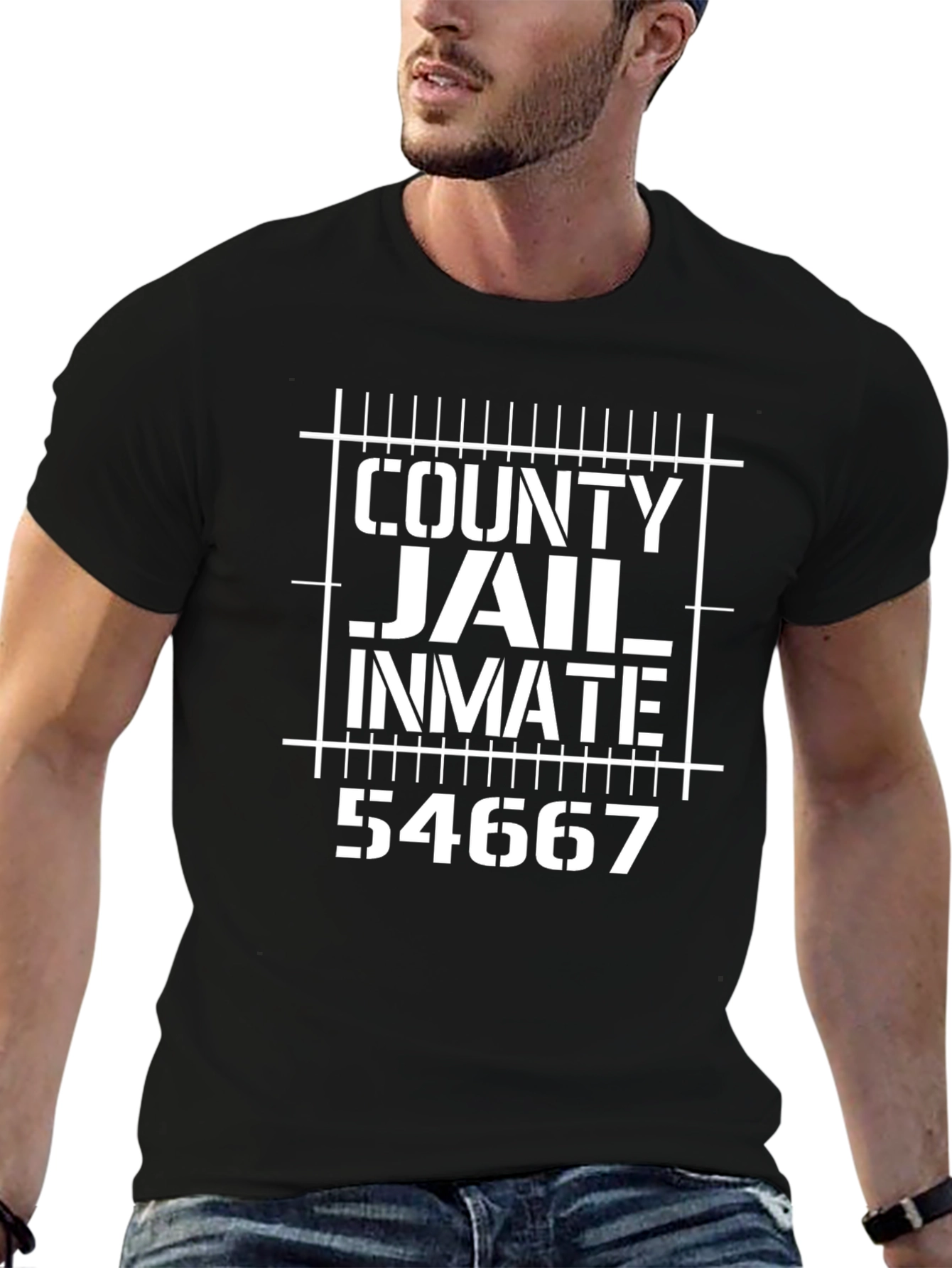 County Jail Inmate Black Graphic T-Shirt