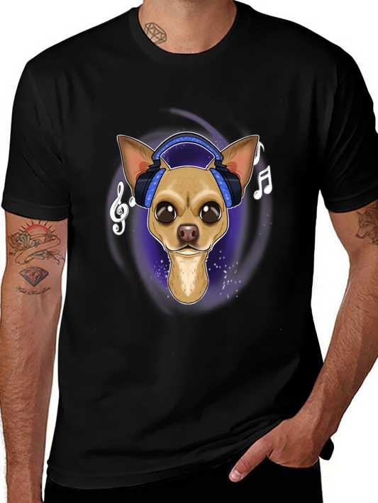 Dog with Headphones Graphic T-Shirt