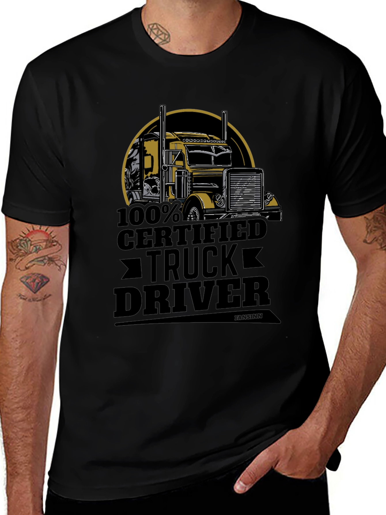 Certified Truck Driver Graphic Tee - Black Cotton Blend