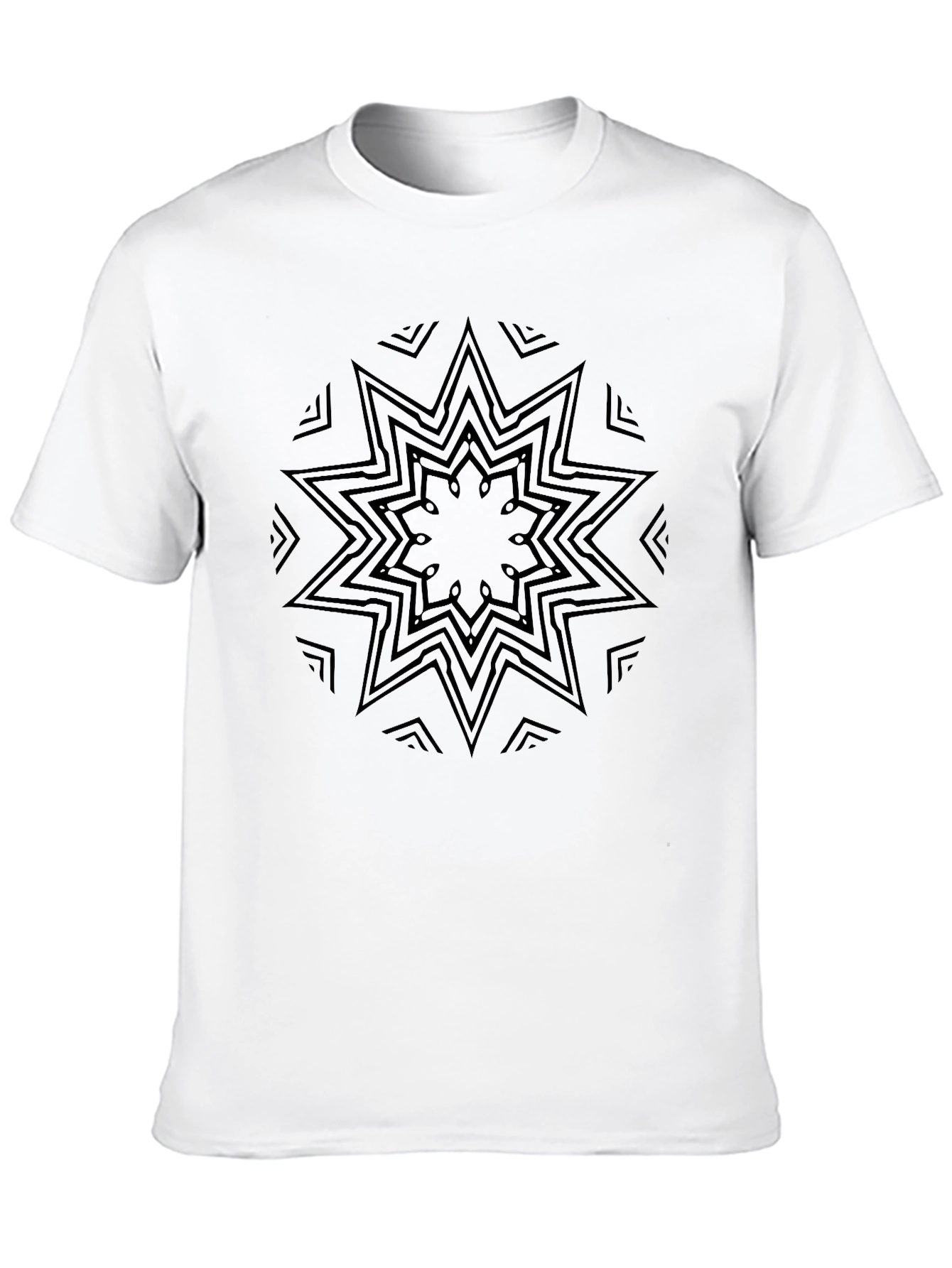 Geometric Star Design Black T-Shirt